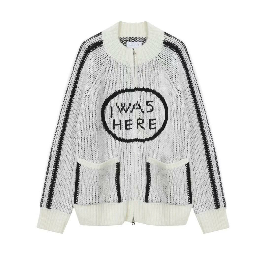 英文字拉鍊針織外套 UNUSED-022JK