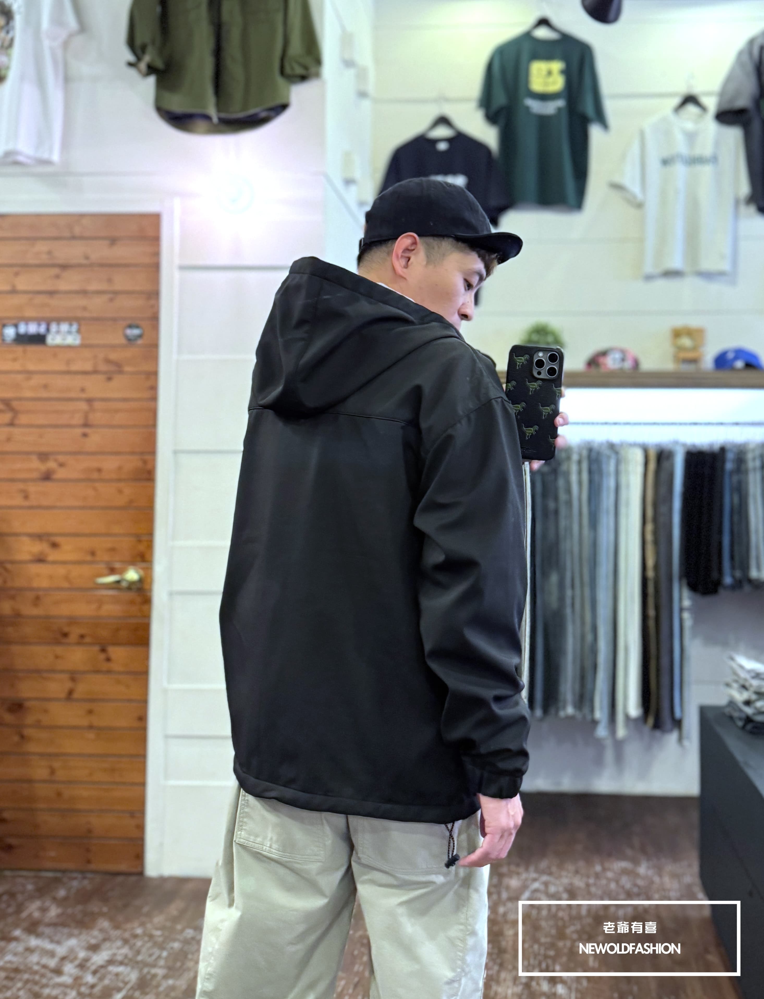 『新品上市』重磅車線素面防風連帽外套-黑(NOF2410J223)