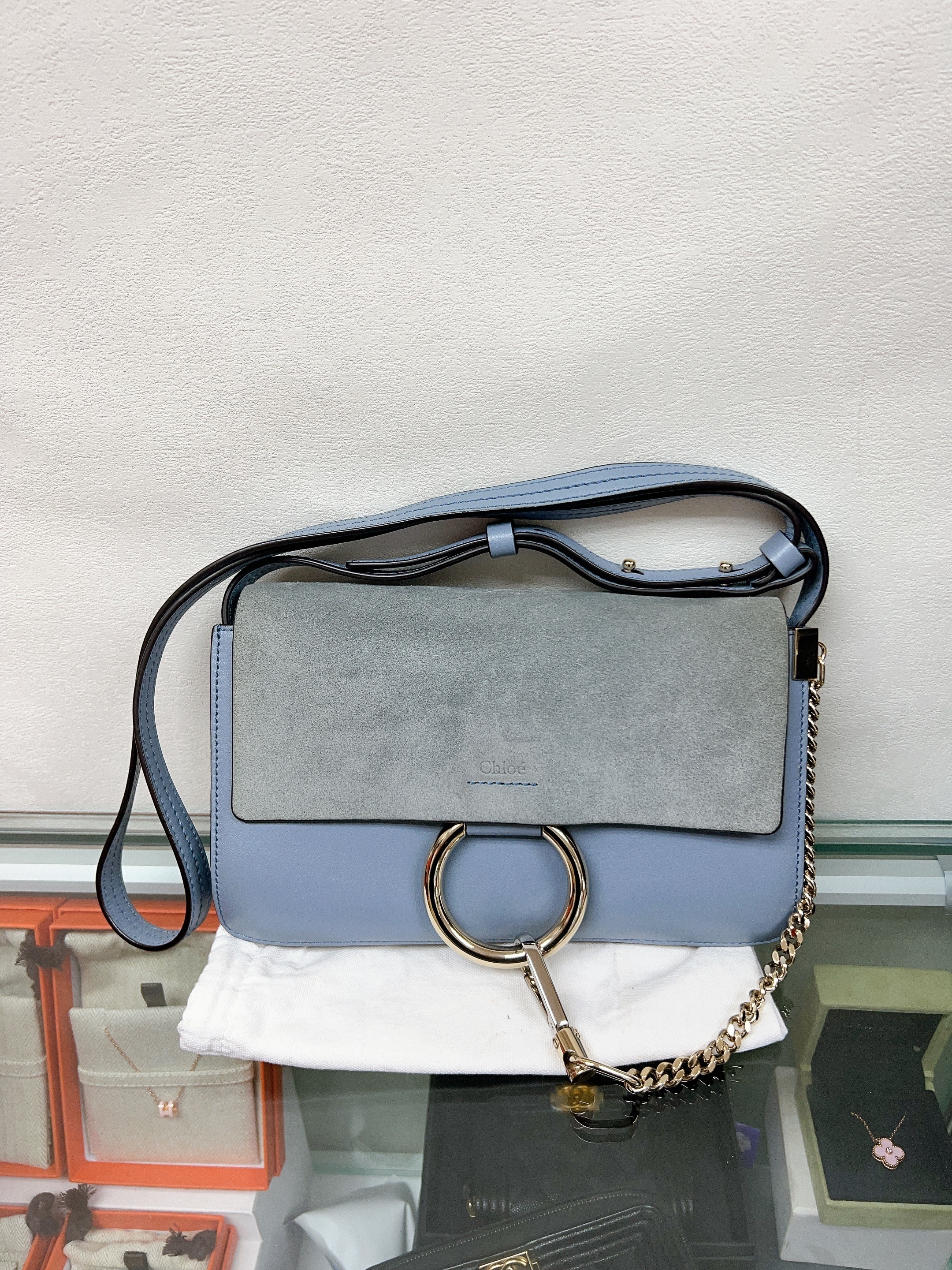 Chloe faye woc chain bag baby blue