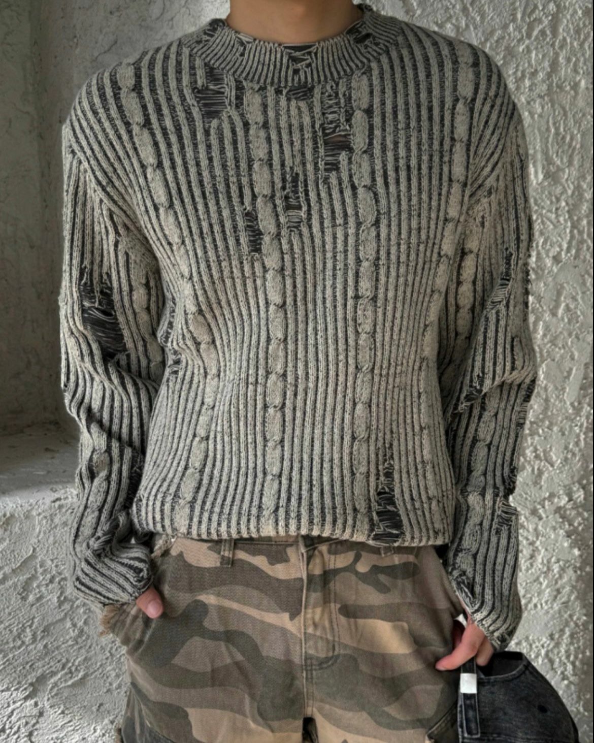 圓領扭紋針織衫 UNUSED-025T