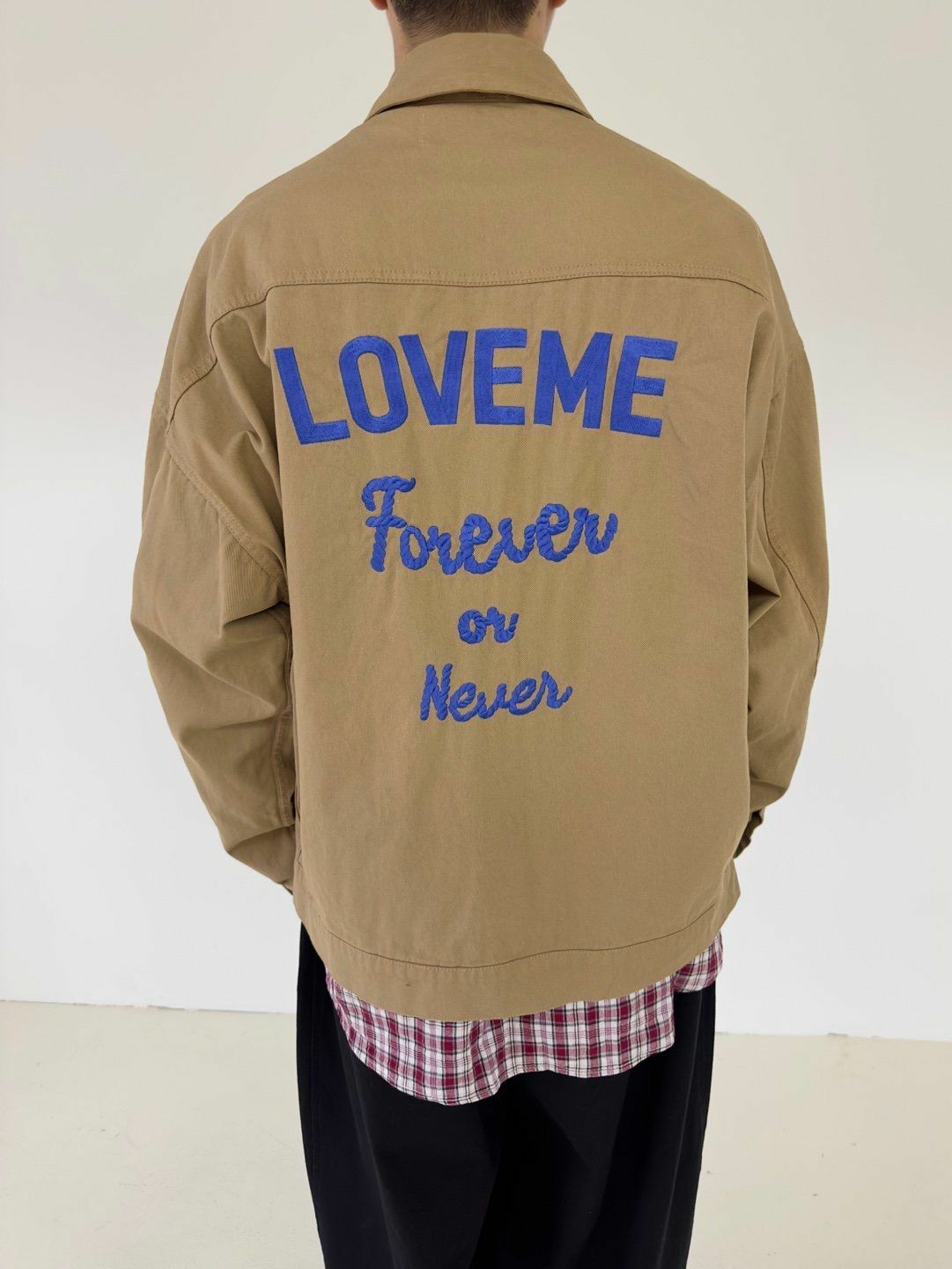 反領英文字拉鍊外套 LANE-053JK