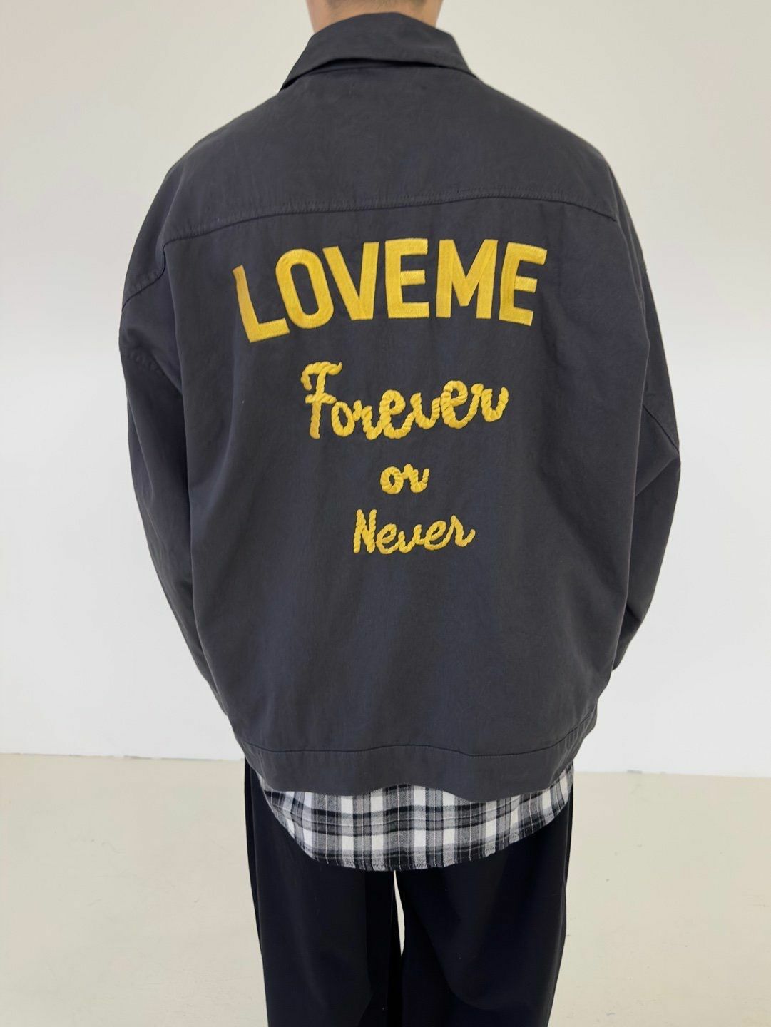 反領英文字拉鍊外套 LANE-053JK