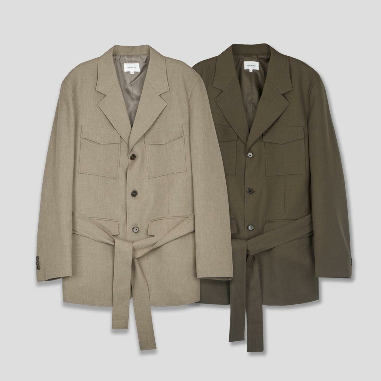 淨色連腰帶西裝褸 MARSPEOPLE-020JK