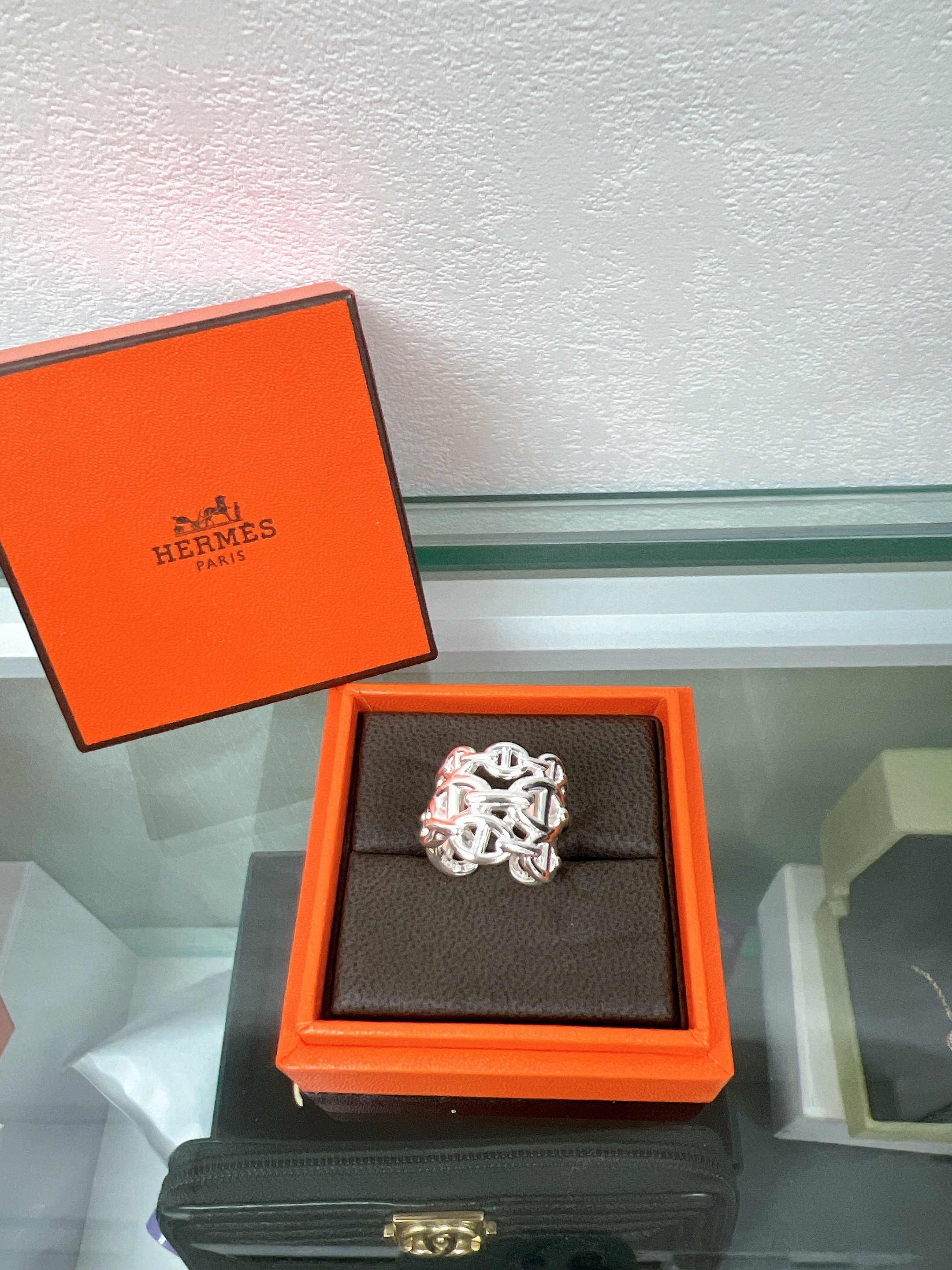 *Brand New* (size 51/50) Hermes chaine d’ancre enchainee ring large model silver 豬鼻戒指