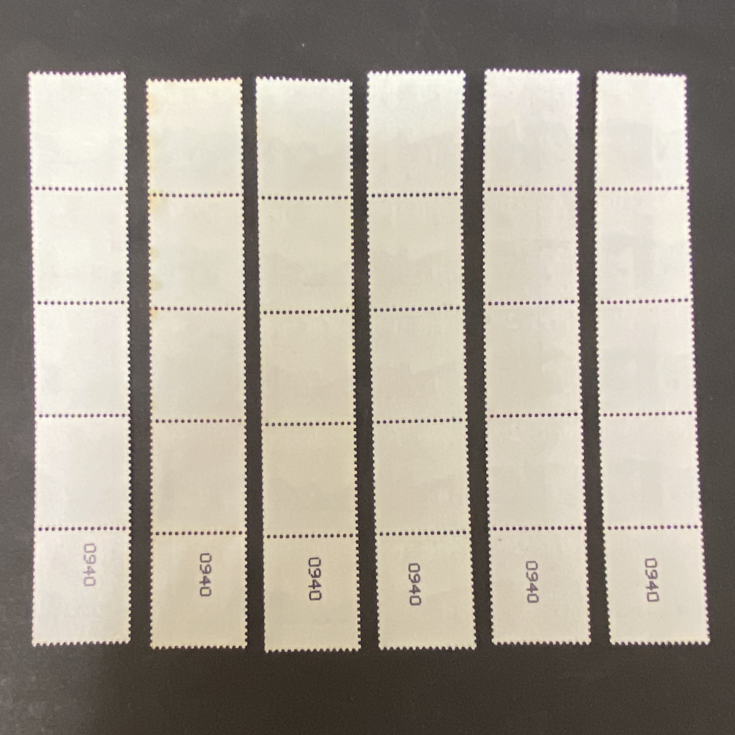 1997年香港通用郵票六款 (卷桶票) 五套 (背面同號碼)