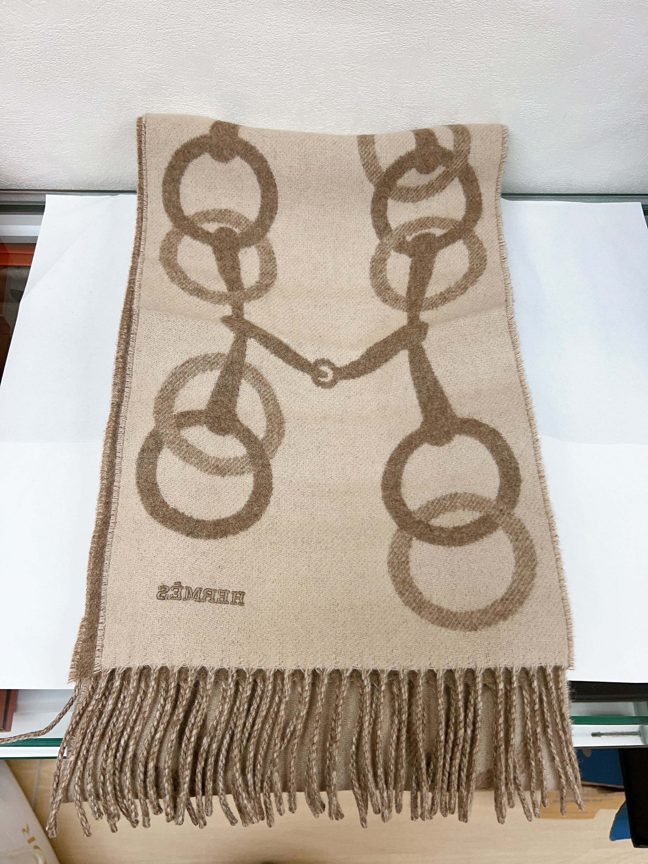 *Brand New* Hermes muffler/ scarf any mors beige