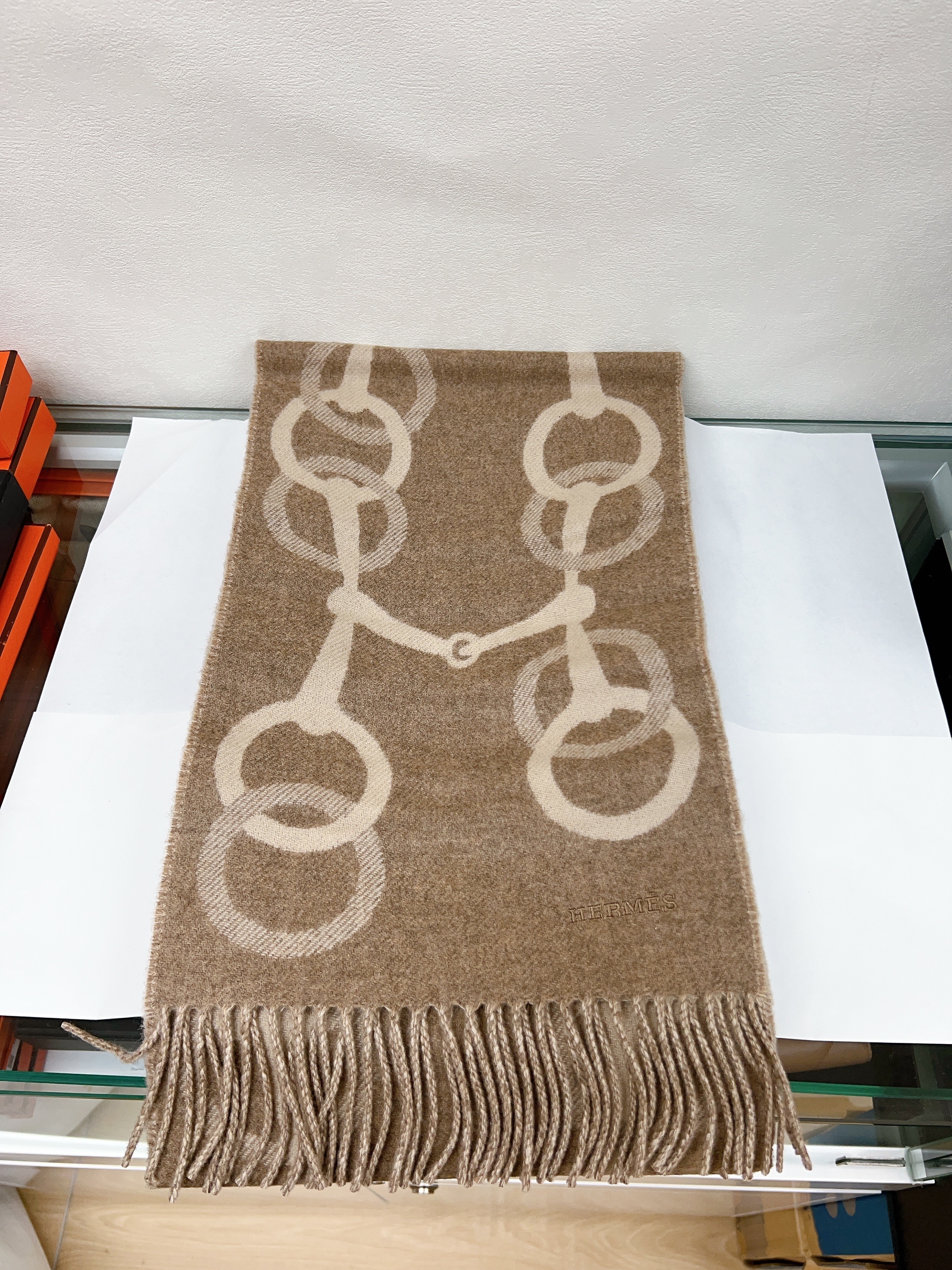 *Brand New* Hermes muffler/ scarf any mors beige