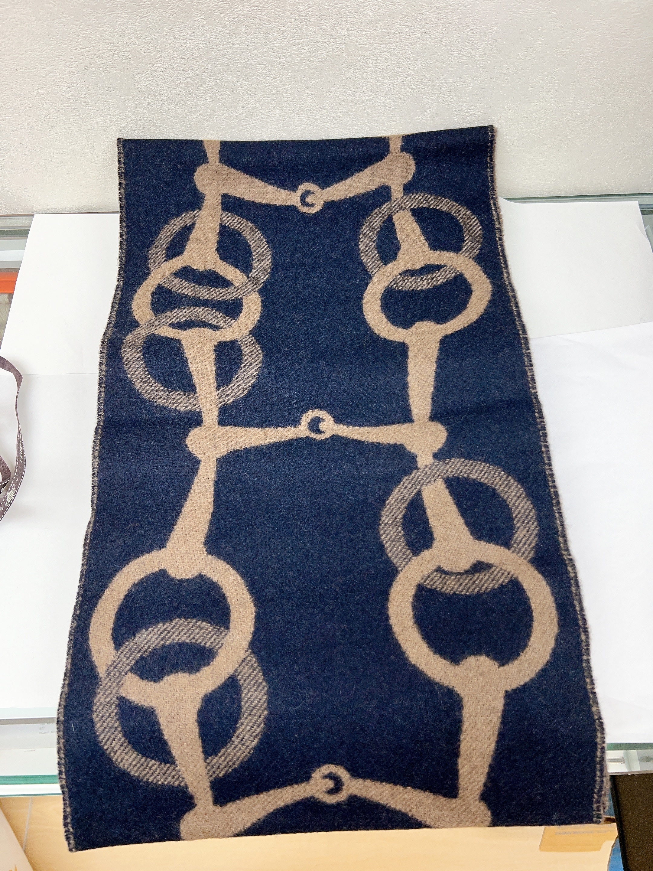 *Brand New* Hermes muffler/ scarf any mors (navy)