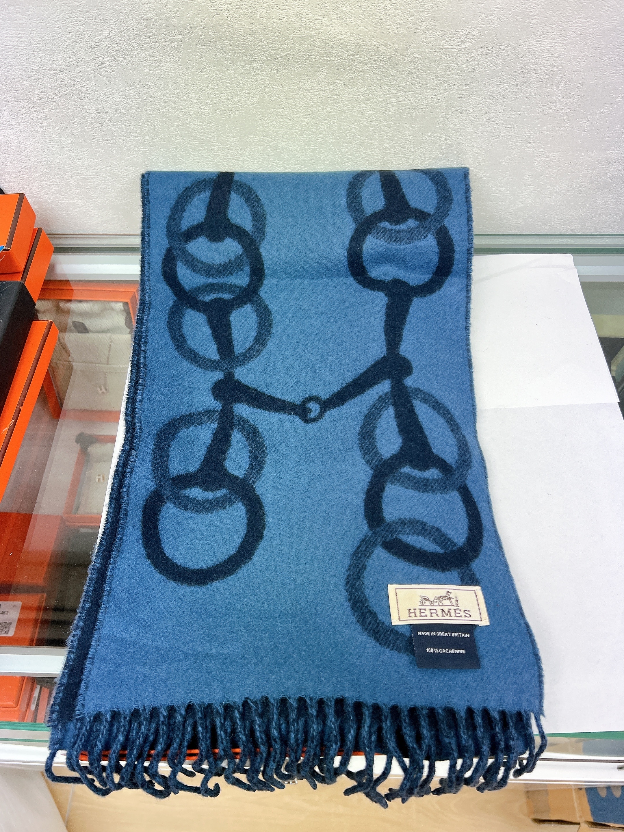 *Brand New* Hermes muffler/ scarf any mors (blue)
