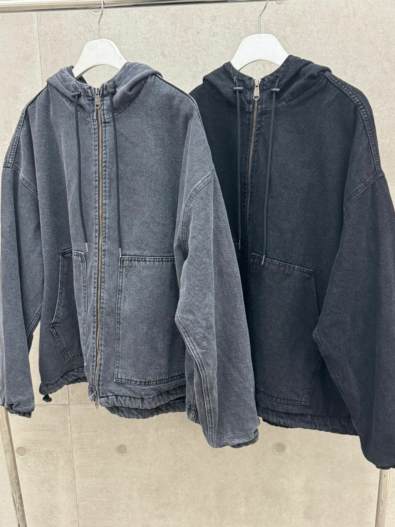 洗水淨色連帽拉鍊外套 GLAMOUR-060JK