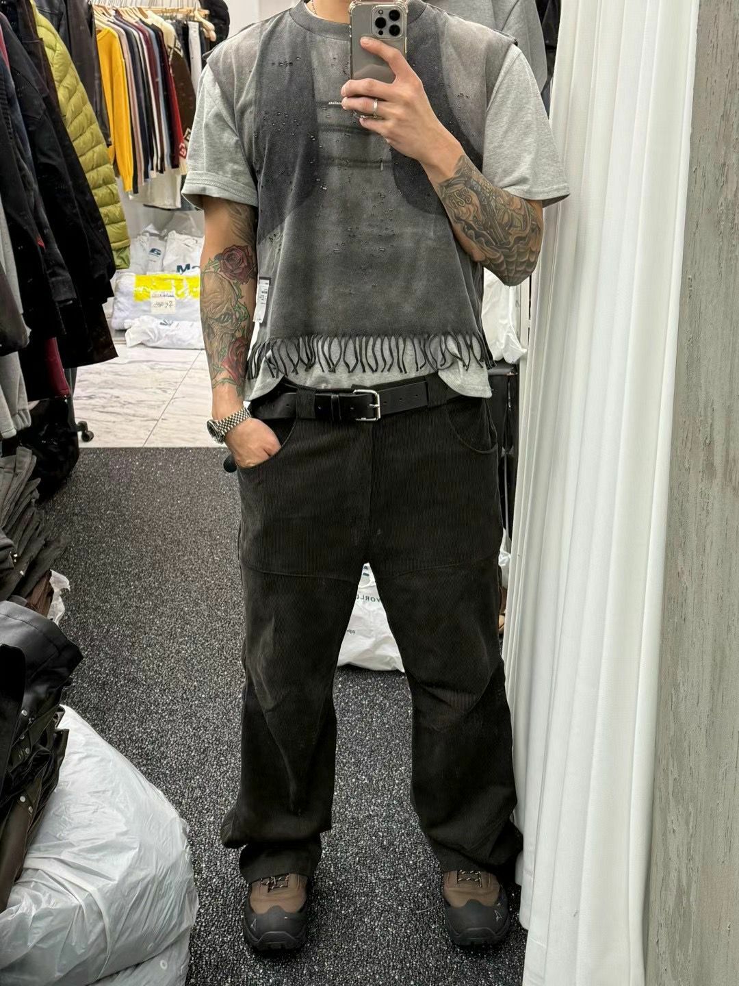 淨色暗直紋鬆身褲 SWAG-010P