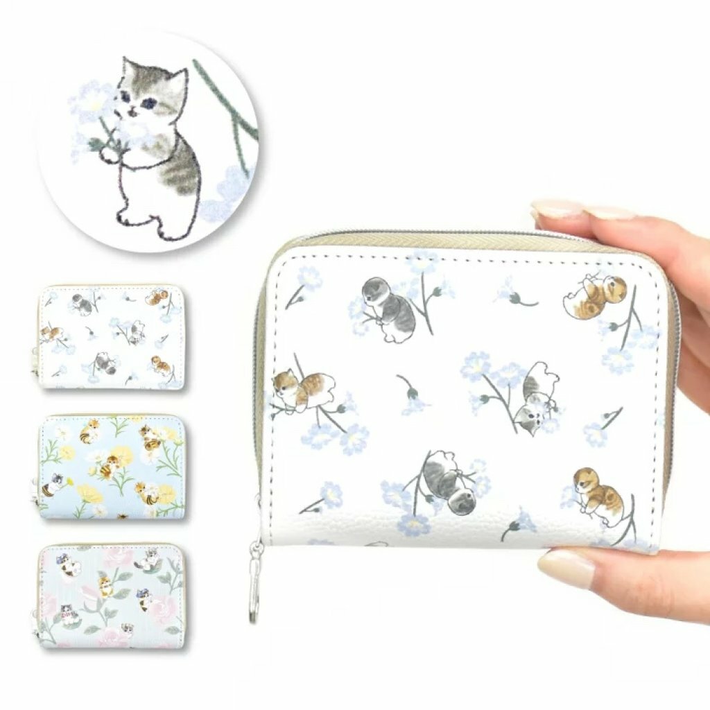 日本 mofusand PU拉鍊卡包 花花系列
