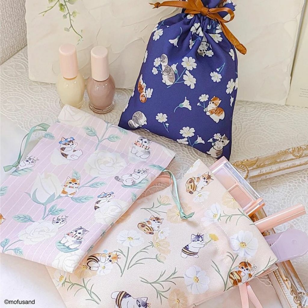 日本製 mofusand 束繩袋 花花系列