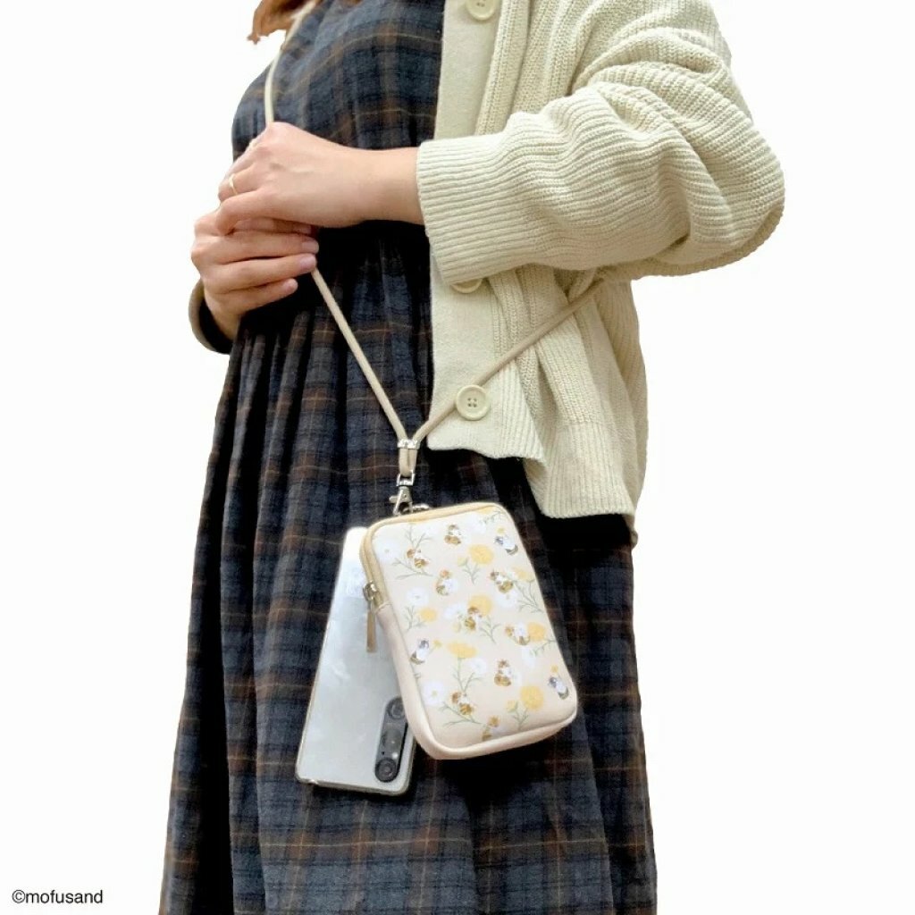 日本 mofusand 手機繩連袋 花花系列