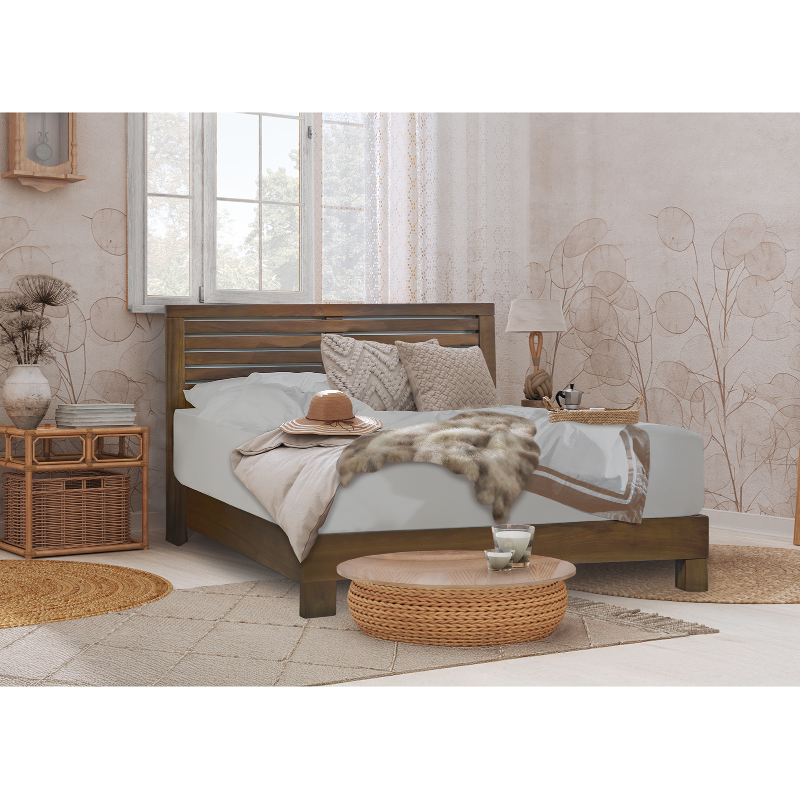 Slat 美胡色實木床檯〔BB213SW〕