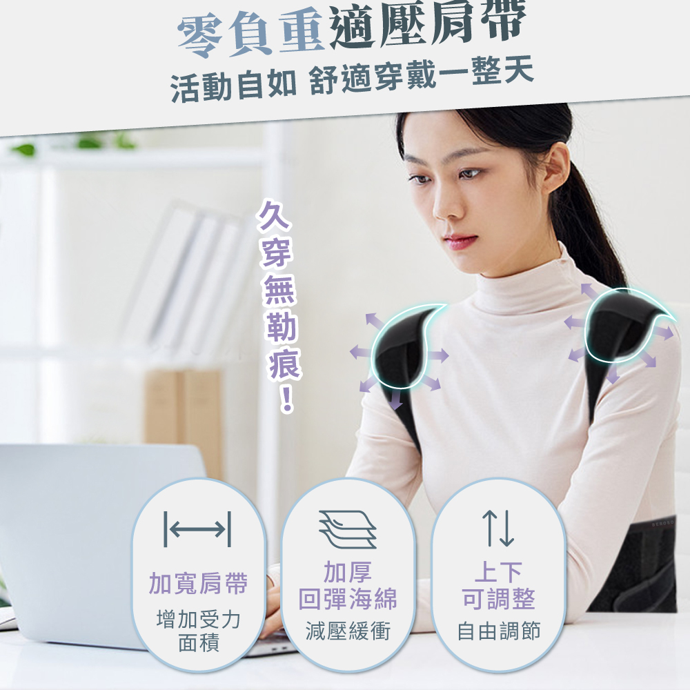 零負重適壓肩帶,舒適穿戴一整天""