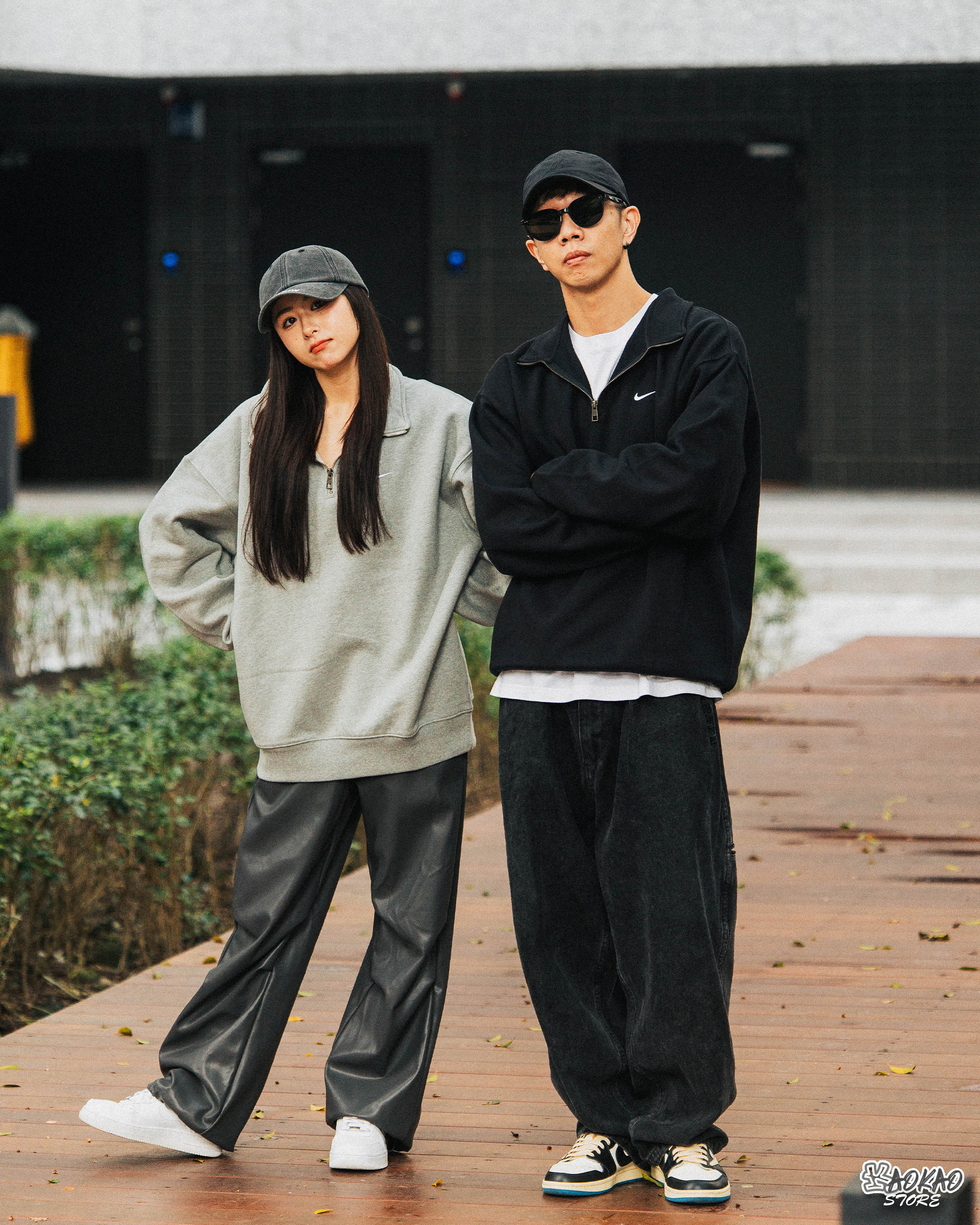 NIKE Solo Swoosh LAB 拉鍊大學T 半開襟重磅 刷毛 黑色 灰色【DQ5209-063/010】