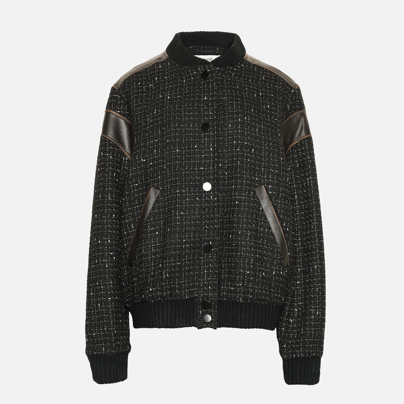 Tweed Leather Varsity Jacket