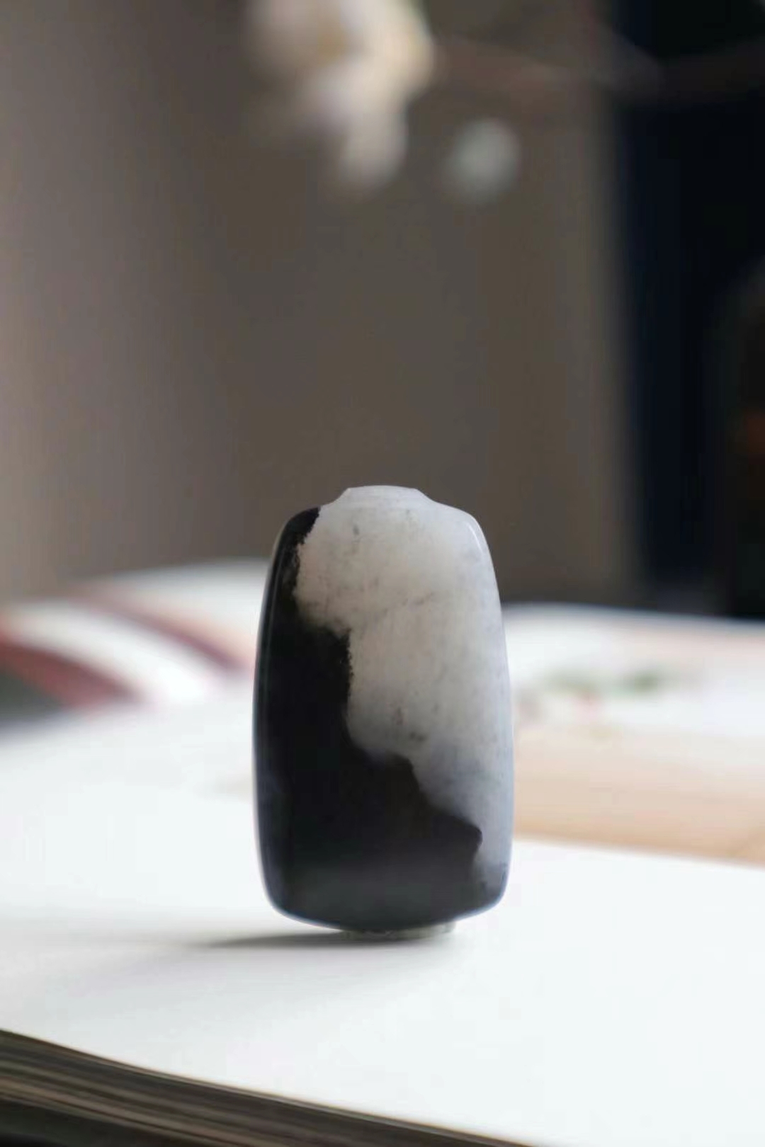 和田玉青花籽料平安無事牌,天然和田玉軟玉