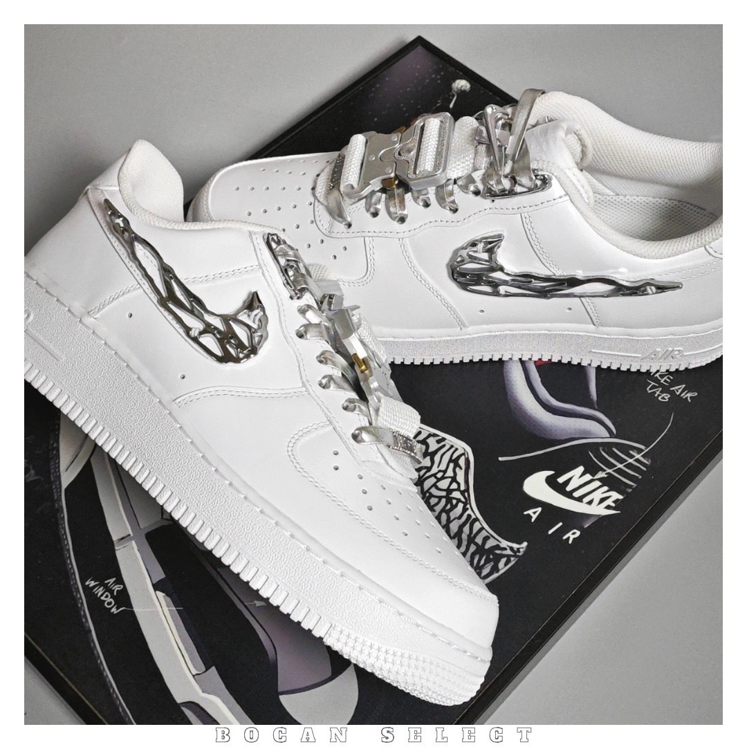 <特殊訂製款>NIKE AIR FORCE 1 AF1 金屬 液態銀 騎士縫線 CW2288-11 DD8959-100