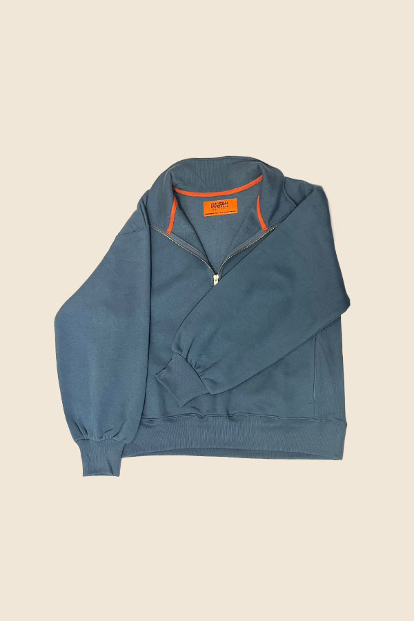 UNIVERSAL OVERALL - 半開式拉鍊運動衫（藍色）