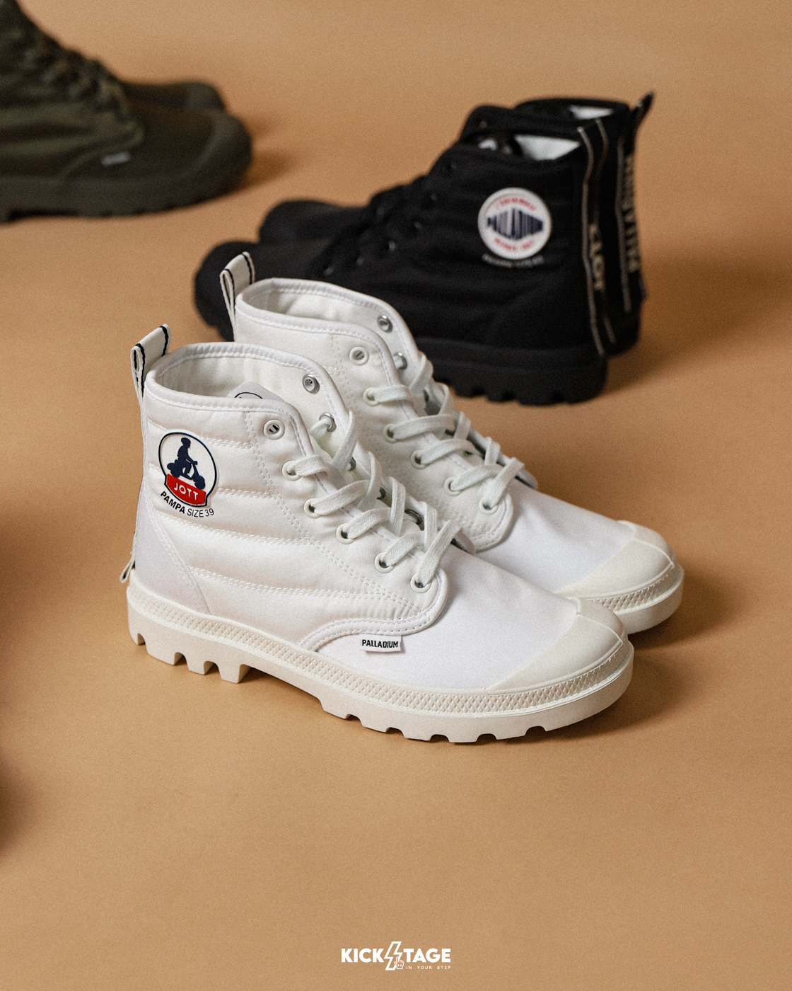 **特價商品售出無退換**男女鞋 PALLADIUM x JOTT PAMPA HI DARE RHONA 黑 白 深棕 軍綠 海軍藍 防潑水 輕羽絨 聯名靴【79204】