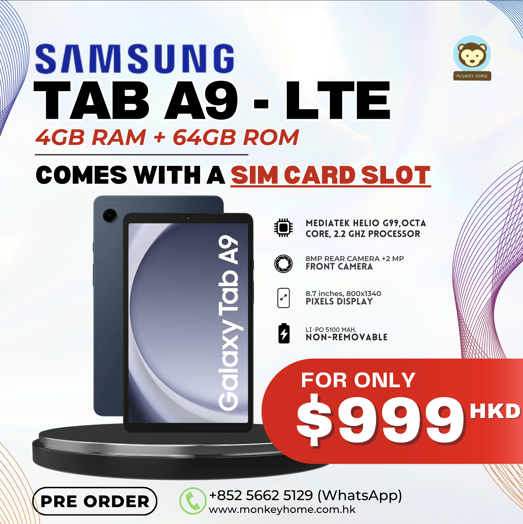 Samsung Tab A9 - LTE (4GB RAM + 64GB ROM)
