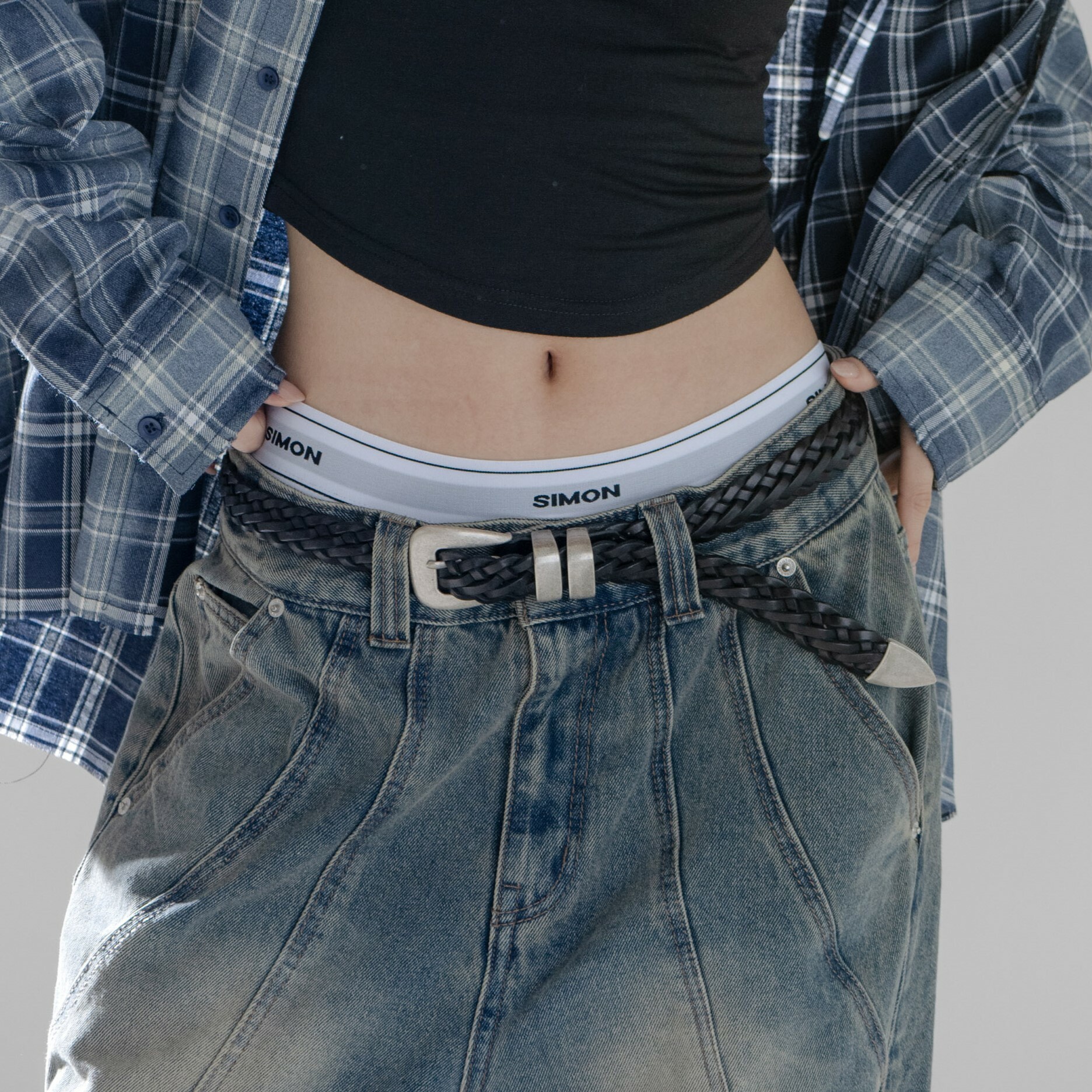 HOLY IN CODE 暗黑 編織 雙環 鐵尾巴 皮帶