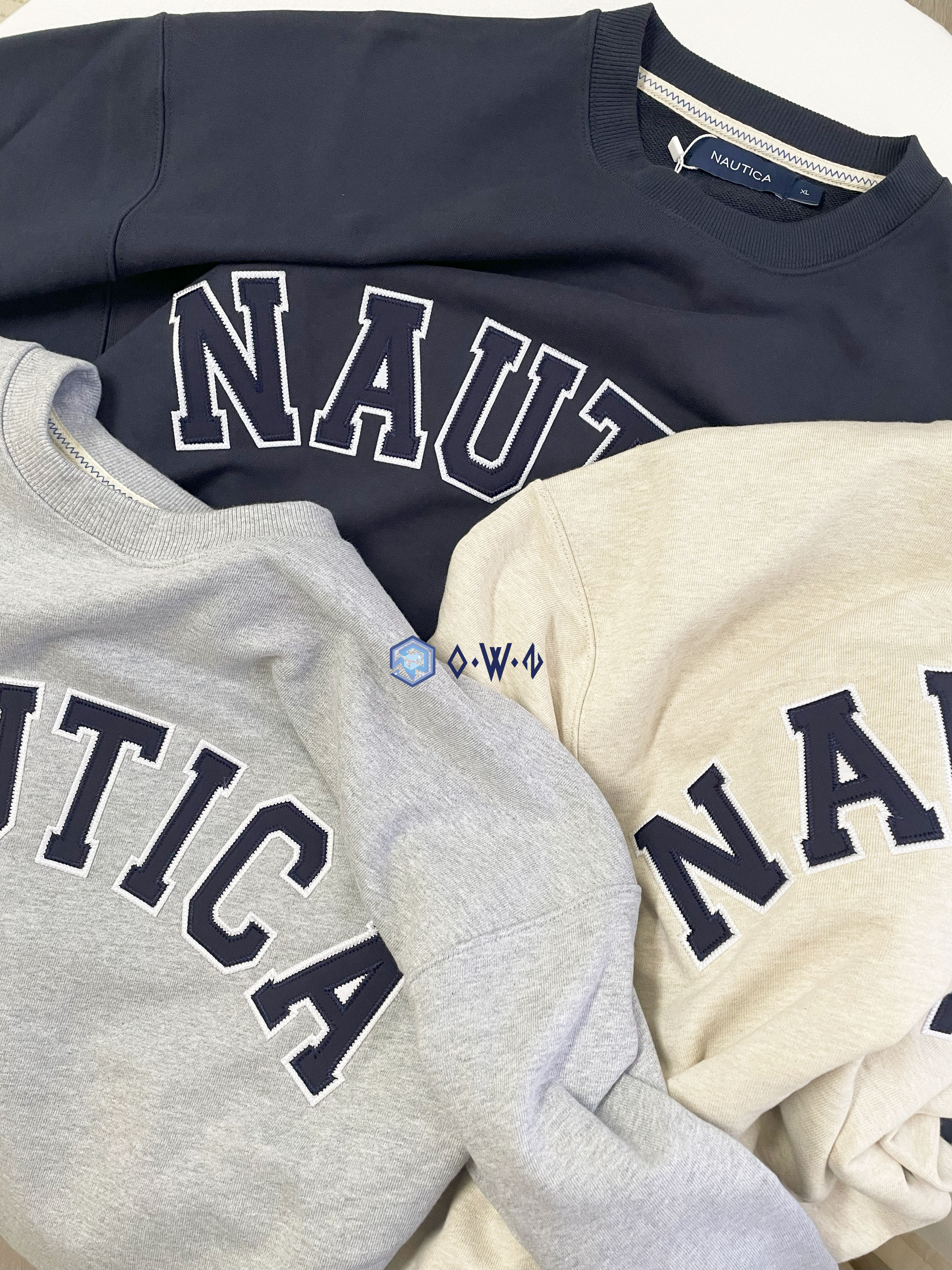 【OWN】NAUTICA Arch Logo Sweatshirt 經典 大LOGO 厚磅 長袖 衛衣 大學TEE 不分男女 韓國