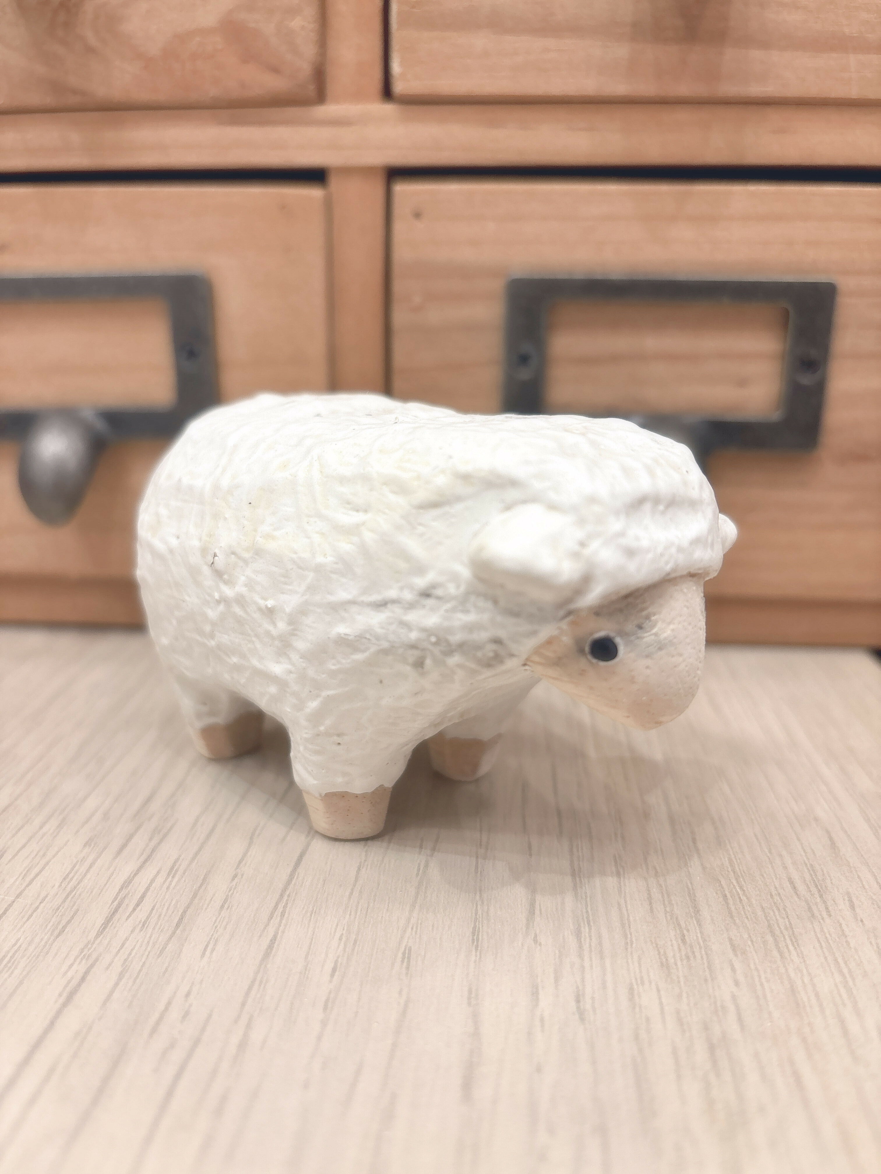 木頭白綿羊擺飾