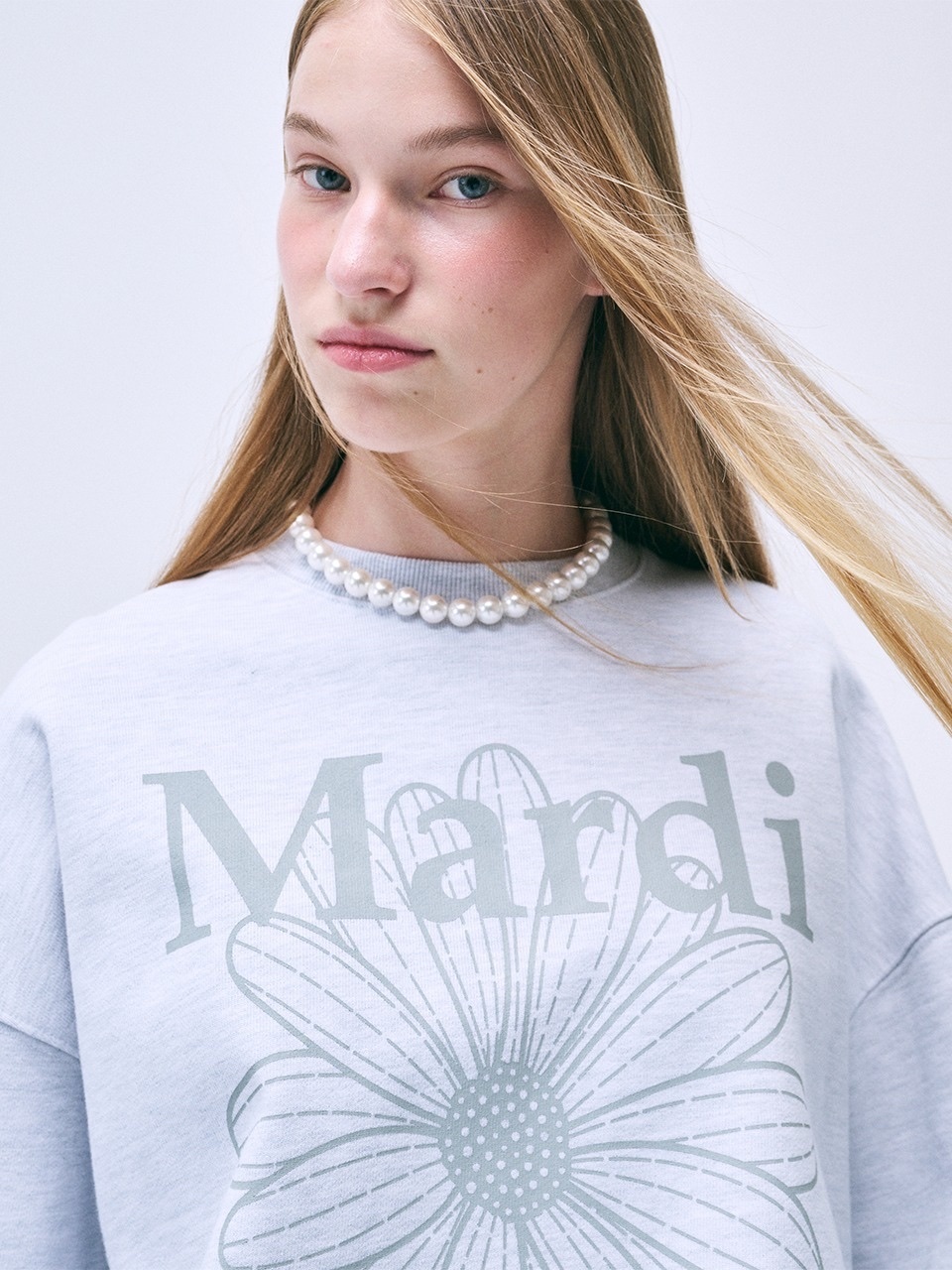 MARDI MERCREDI - SWEATSHIRT FLOWERMARDI (HEATHER LIGHTGREY)