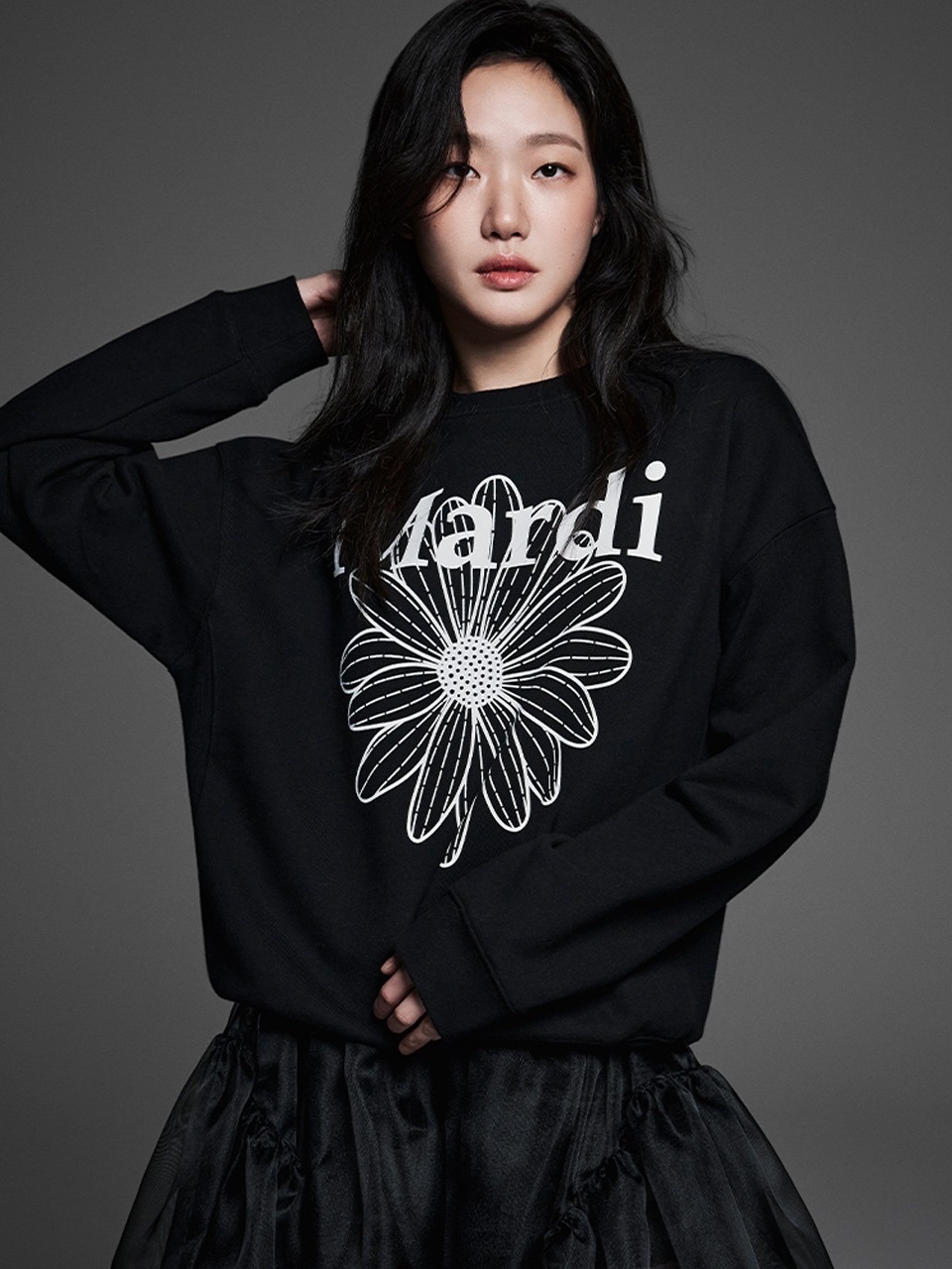 MARDI MERCREDI - SWEATSHIRT FLOWERMARDI (BLACK WHITE)