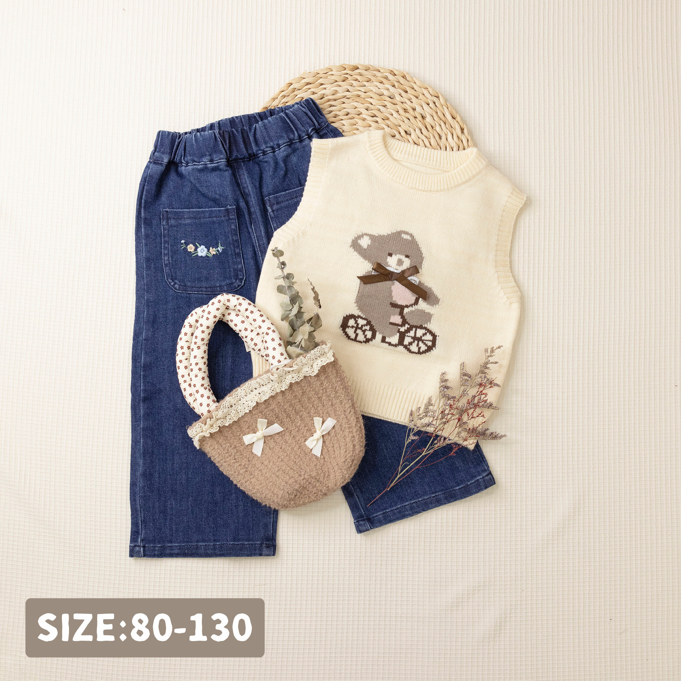 【H45460】可愛兜風小熊針織背心/上衣