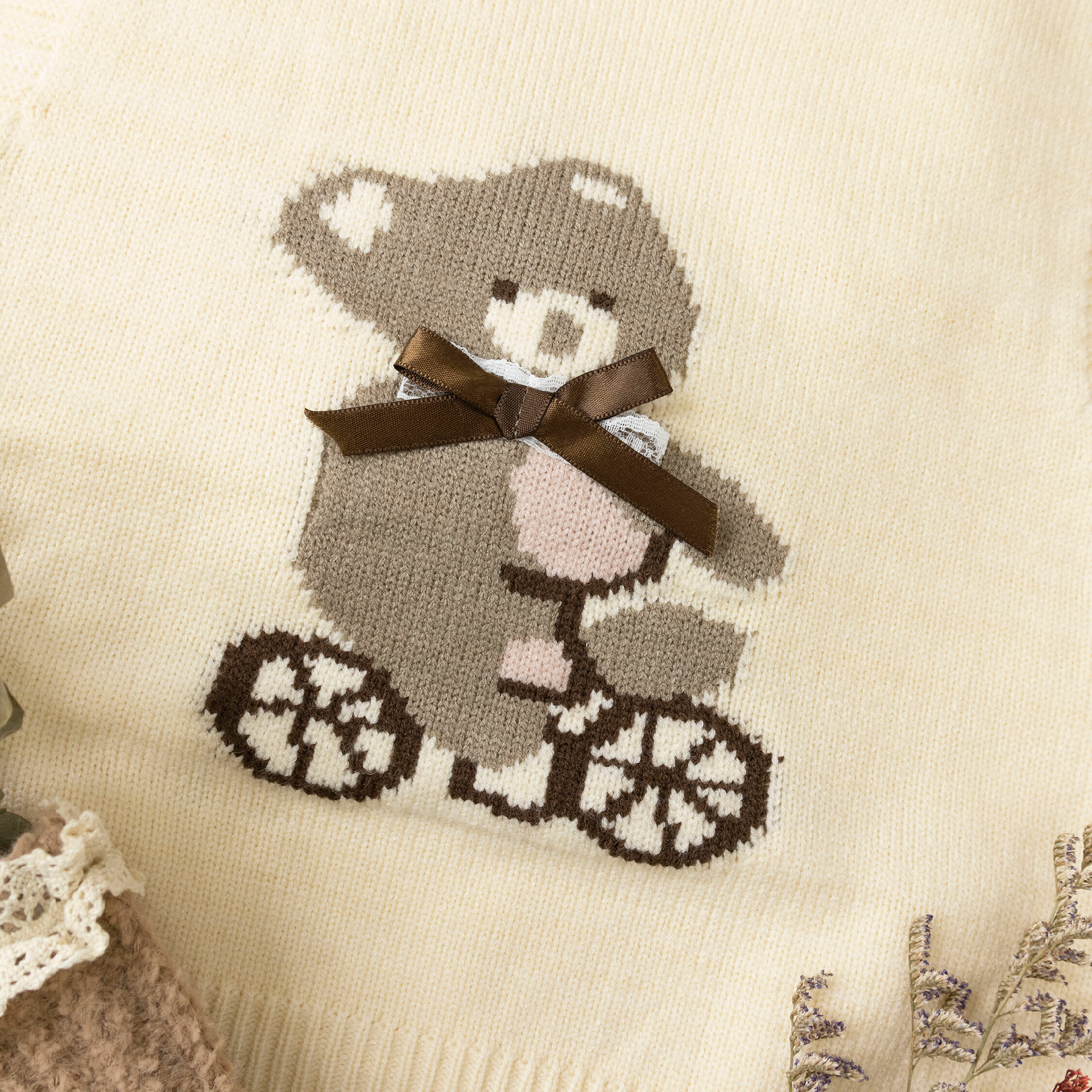 【H45460】可愛兜風小熊針織背心/上衣