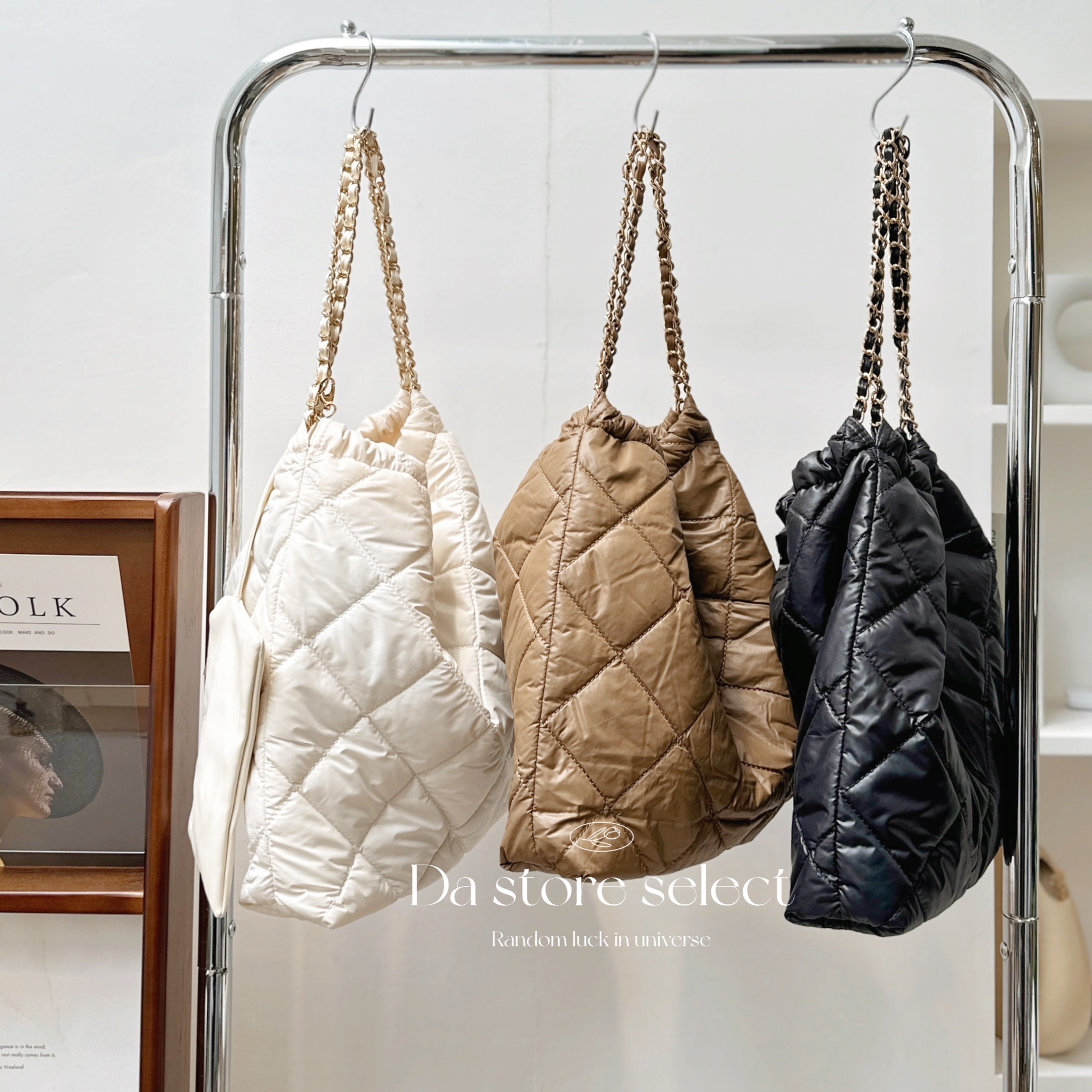 🇰🇷小香風菱格太空棉肩背包/三色