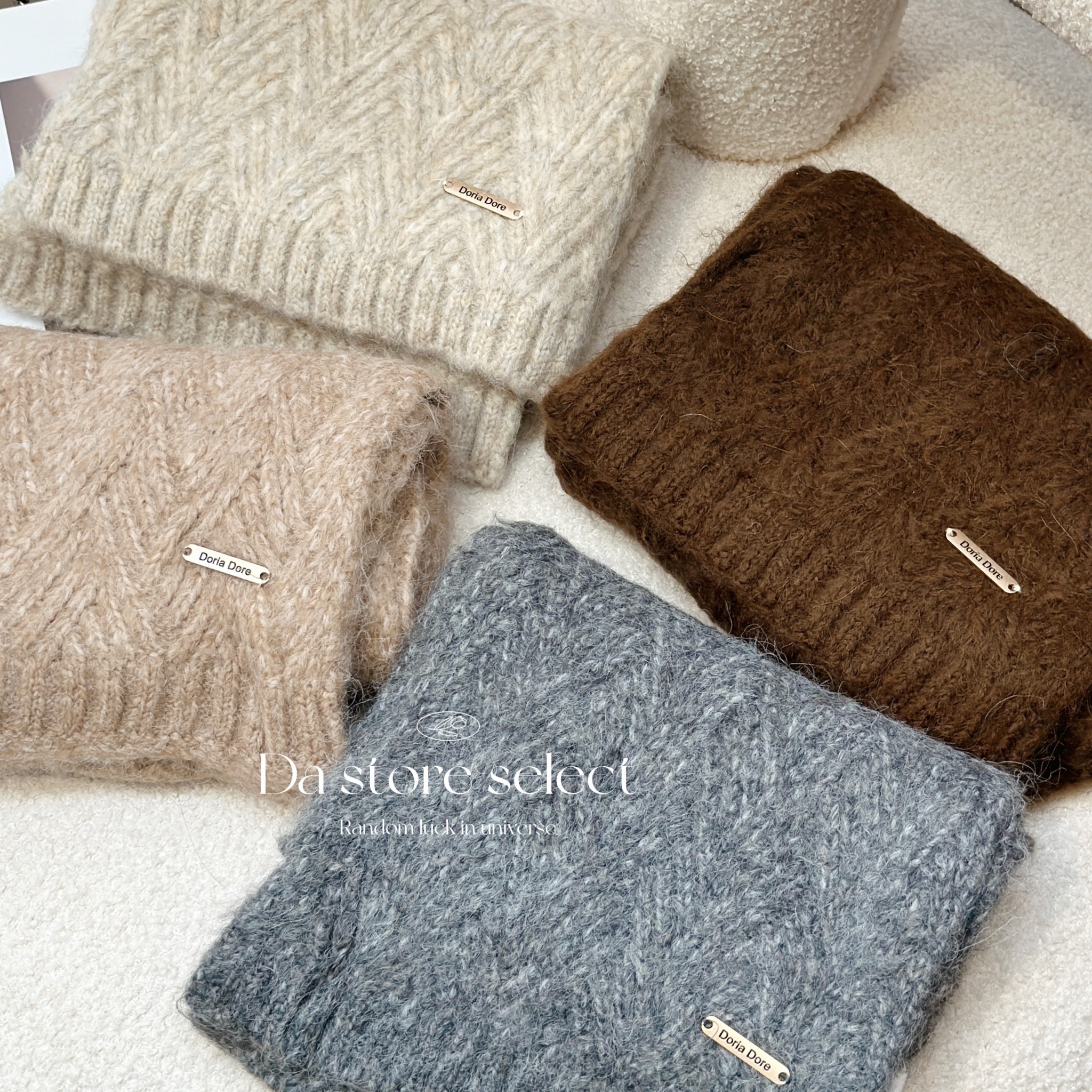 羊毛小鐵牌混針織圍巾/四色