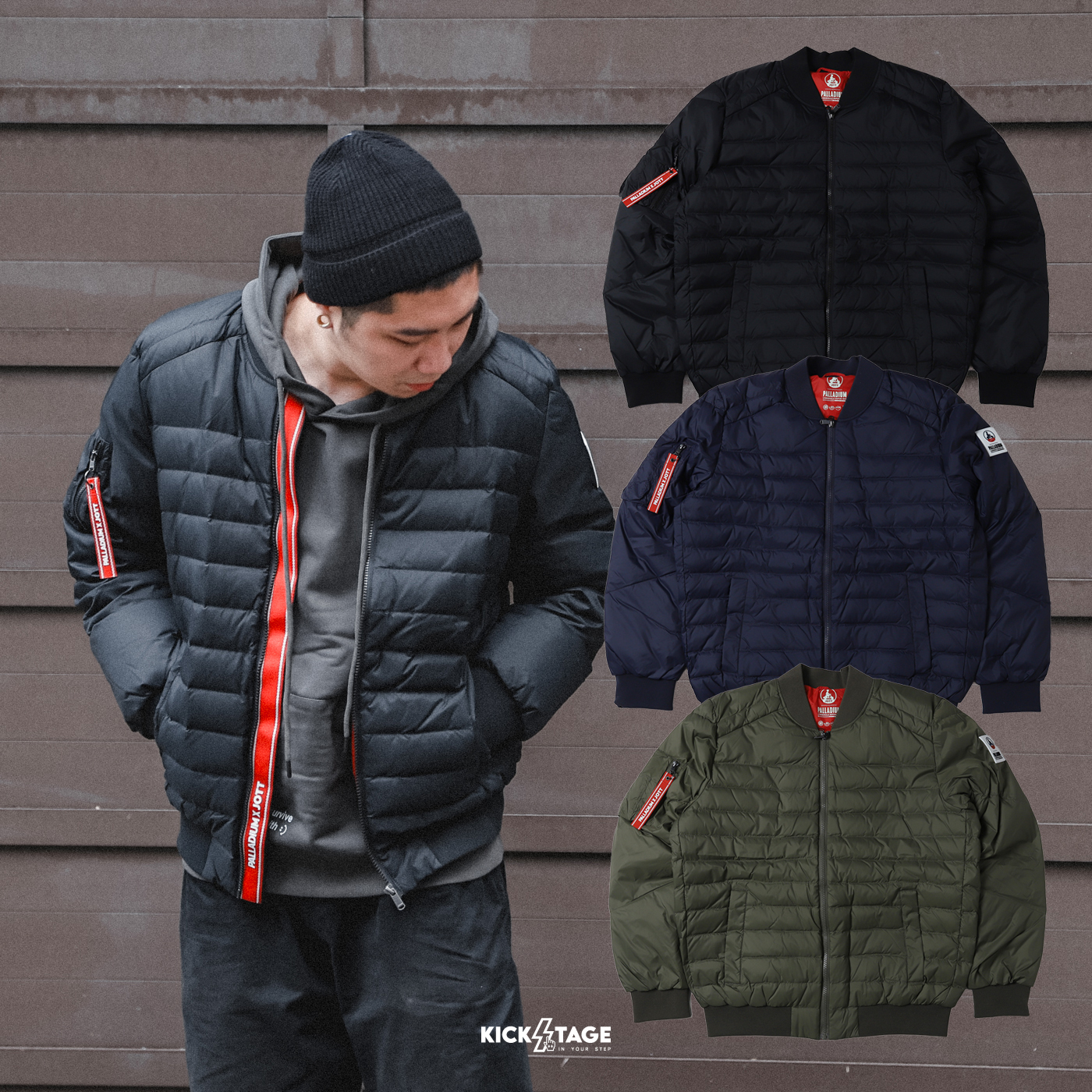 **特價商品售出無退換**男女款 PALLADIUM x JOTT RHONA BOMBERS 黑色 軍綠 海軍藍 聯名 飛行 羽絨 夾克 外套【1710106】