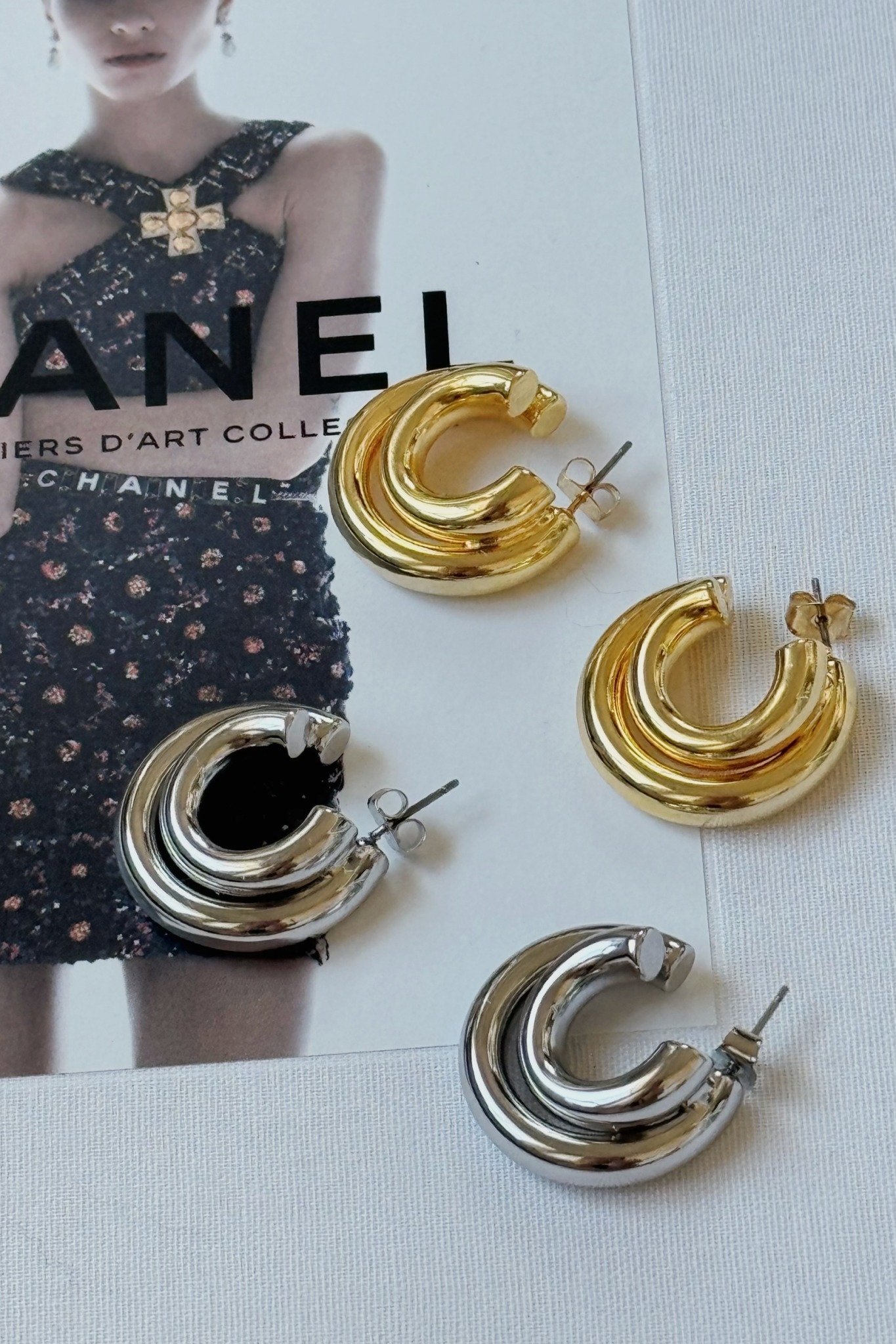 (現貨) 超好看雙層C字耳環 FO78