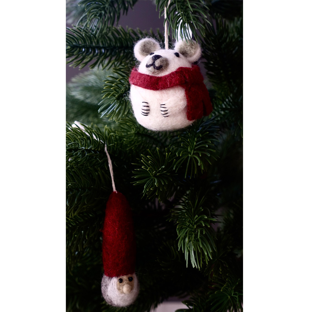 丹麥Gry&Sif 聖誕掛飾-Polar Bear w/Scarf(12822)