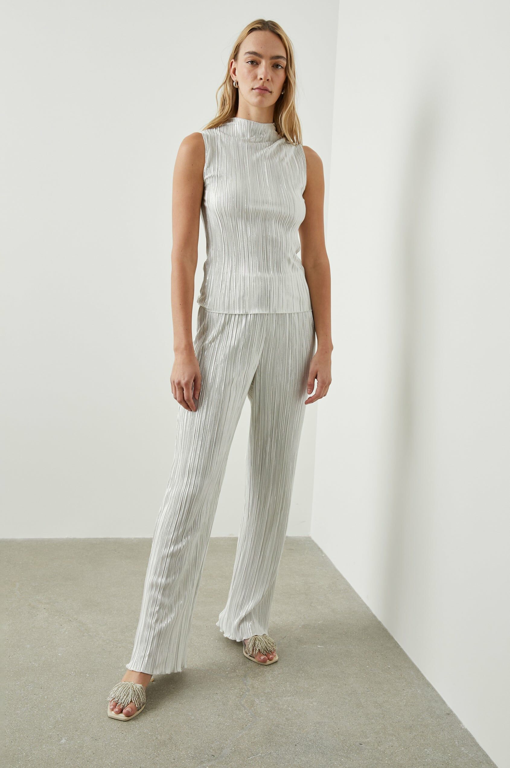 Rowan Pant 銀色皺摺寬褲