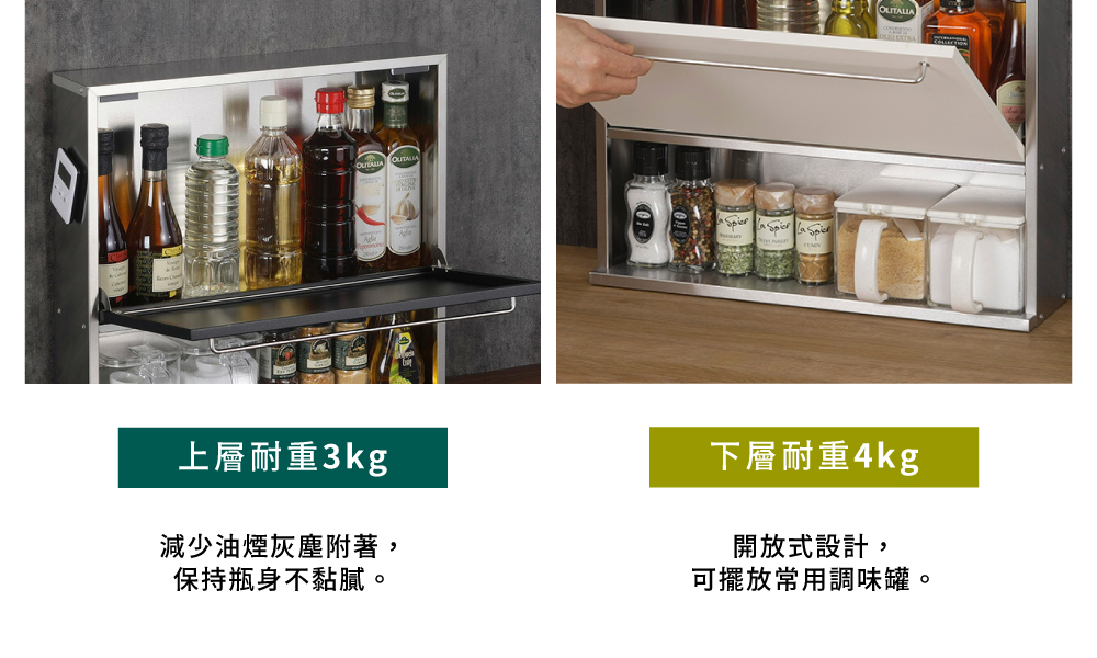 《下村企販》日本製全不鏽鋼隱藏式調味料收納架 黑色