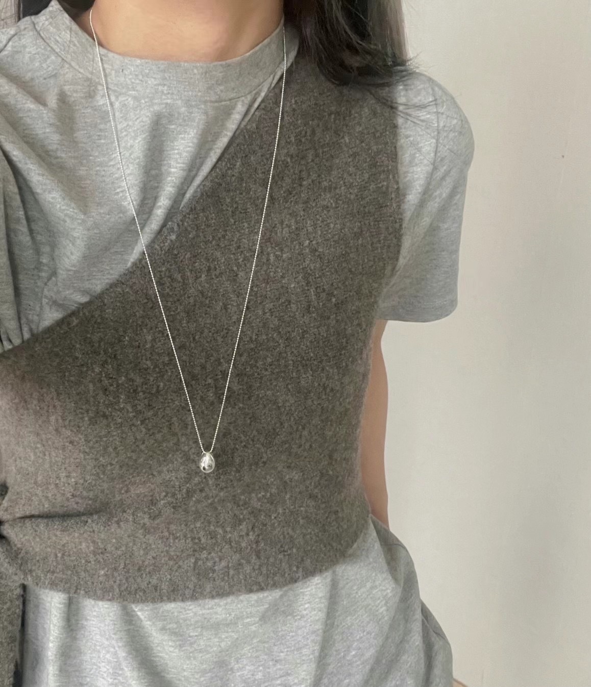 #228DN012 立體水滴長頸鏈 ͙S925