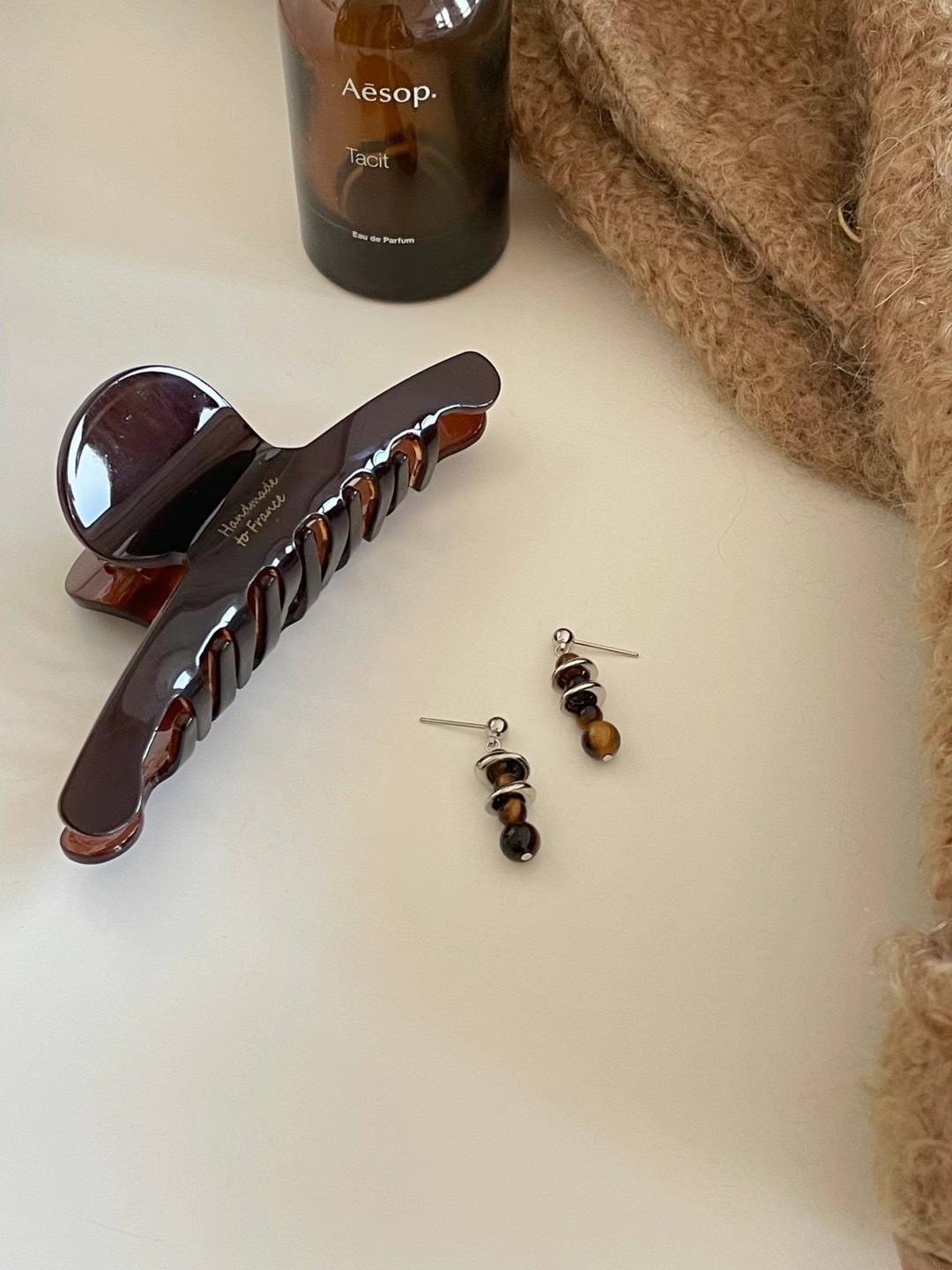 #228DN015 層層琥珀小珠耳環 ͙S925