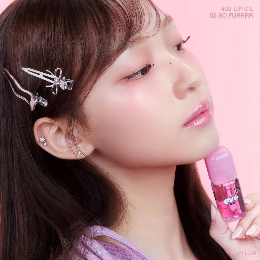 泰國 最出名本土彩妝 4U2 唇油 黑貓保濕滋潤唇油