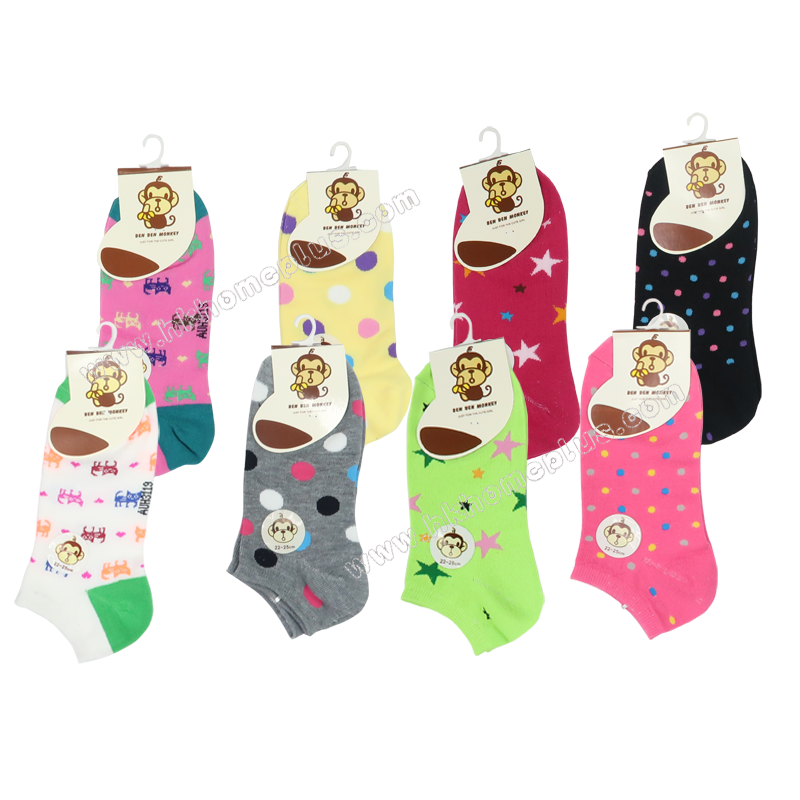 6對裝 Ben Ben Monkey: 女裝棉質印花襪船