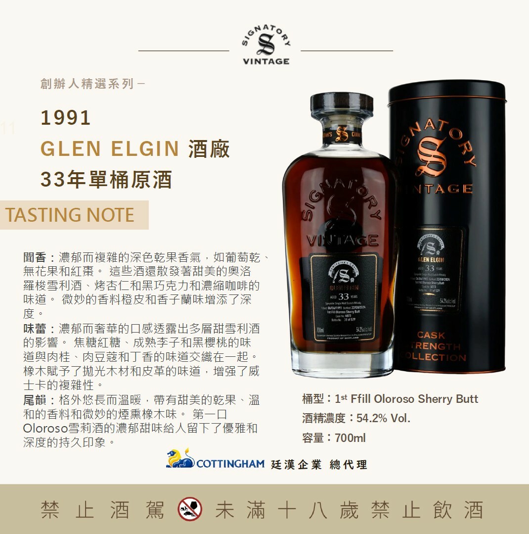 聖佛力 創辦人嚴選 格蘭愛琴33年 54.2%