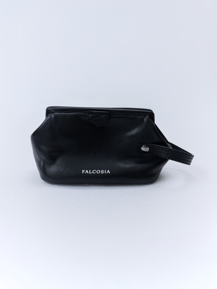 復古真皮磁吸扣手拿包-神秘黑