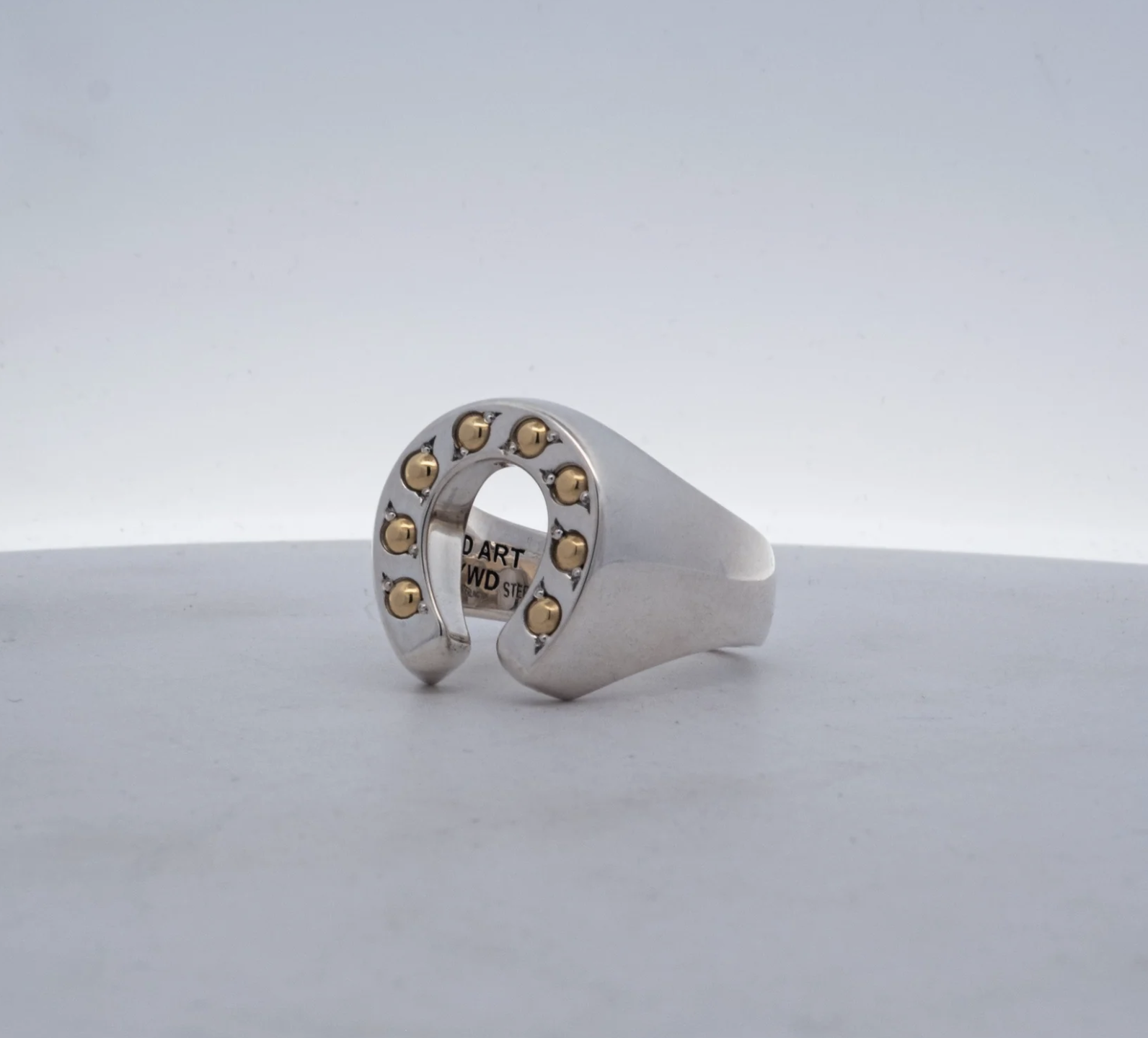 HORSESHOE RING – STERLING W/ 18KY D’S – AA