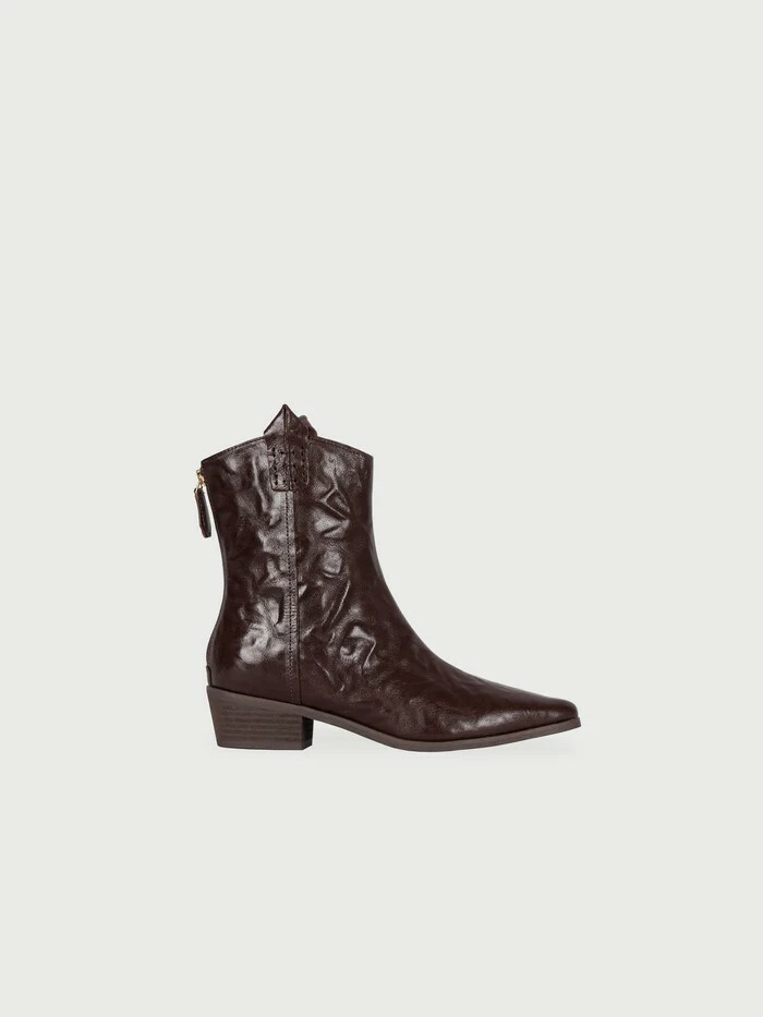 LB #X9608 Wrinkled Patent Leather Boots