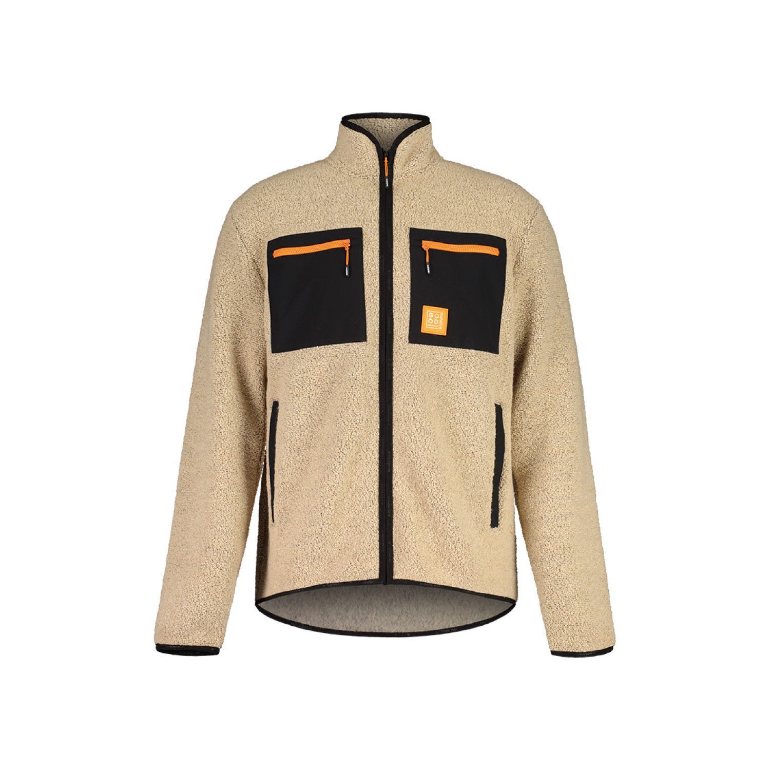 【MALOJA】男再生Fleece保暖拼色外套 / 24MA38242 - [淺卡其、深綠拼]